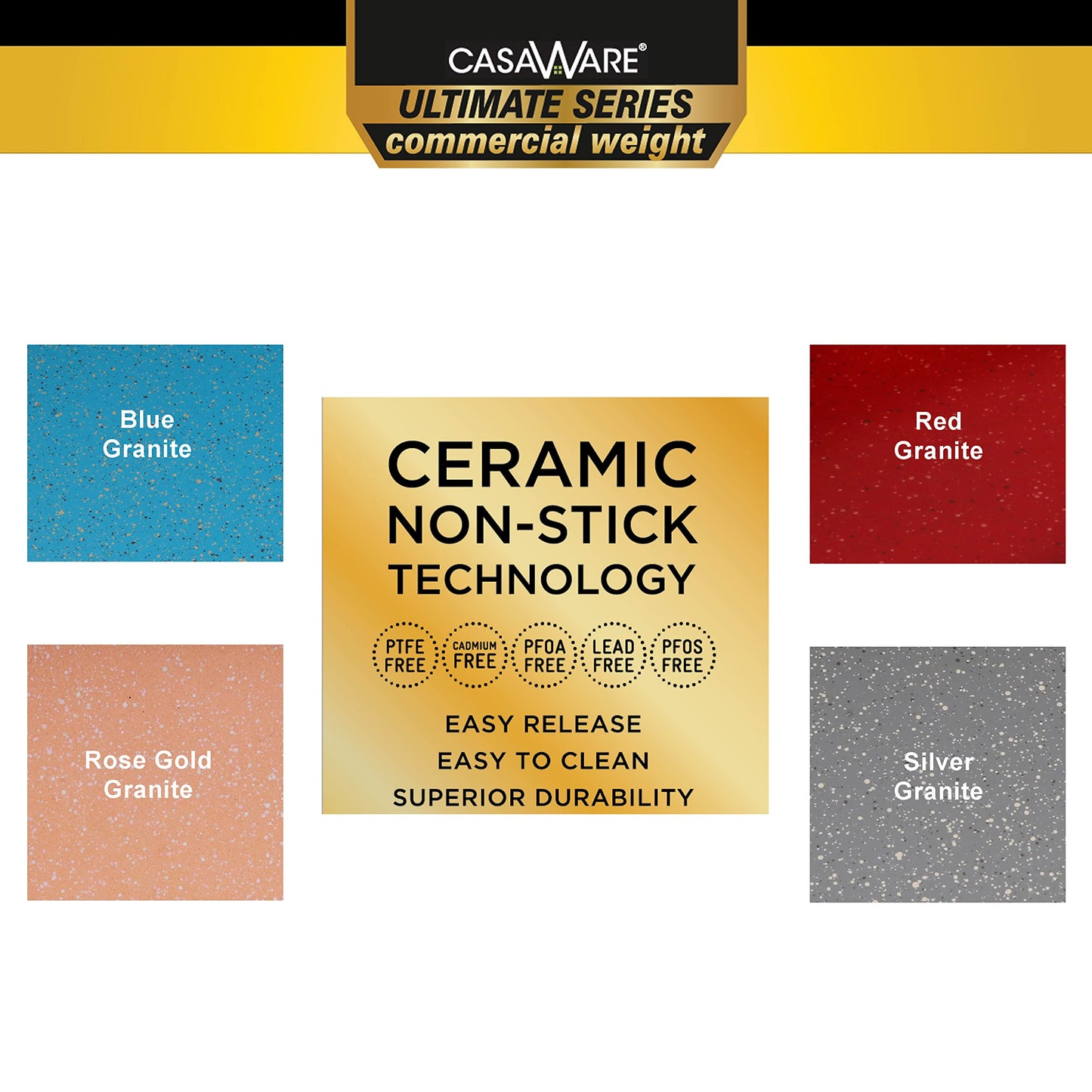 casaWare 15 x 10 x 1-Inch Ultimate Series Commercial Weight Ceramic Non-Stick Coating Cookie/Jelly Roll Pan (Blue Granite)