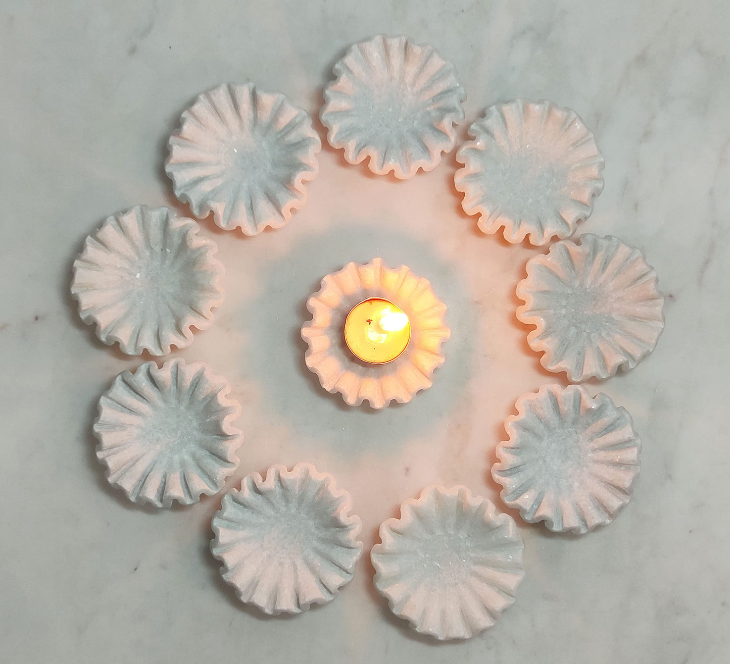 Marble Ruffle Bowl, Marble Scalloped Bowl, Marble Decorative Bowl, Handmade Ruffled Bowl