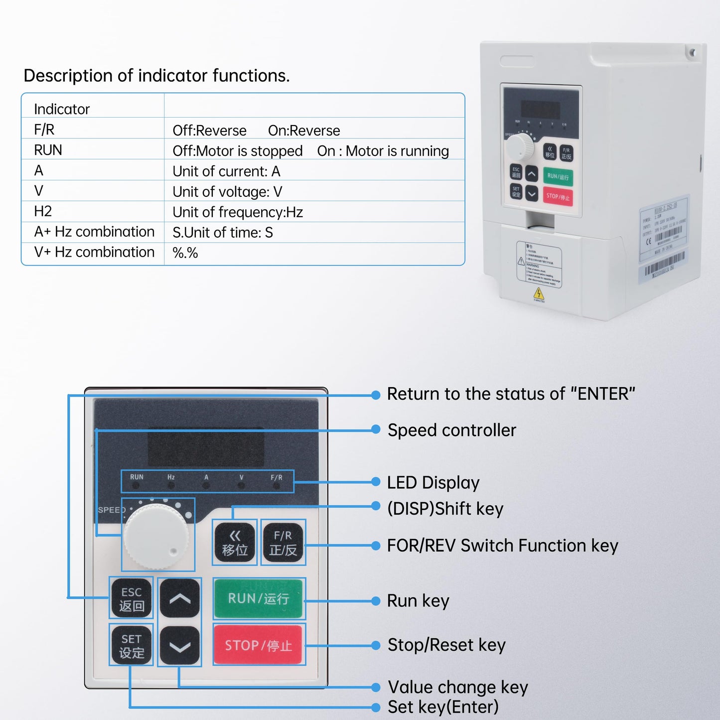 RATTMMOTOR CNC Spindle Motor Kit 220V 2.2KW Square Spindle Motor Air Cooled ER20+2.2KW VFD Inverter 220V Variable Frequency Drive Single to 3 Phase Converter for CNC Milling Machine