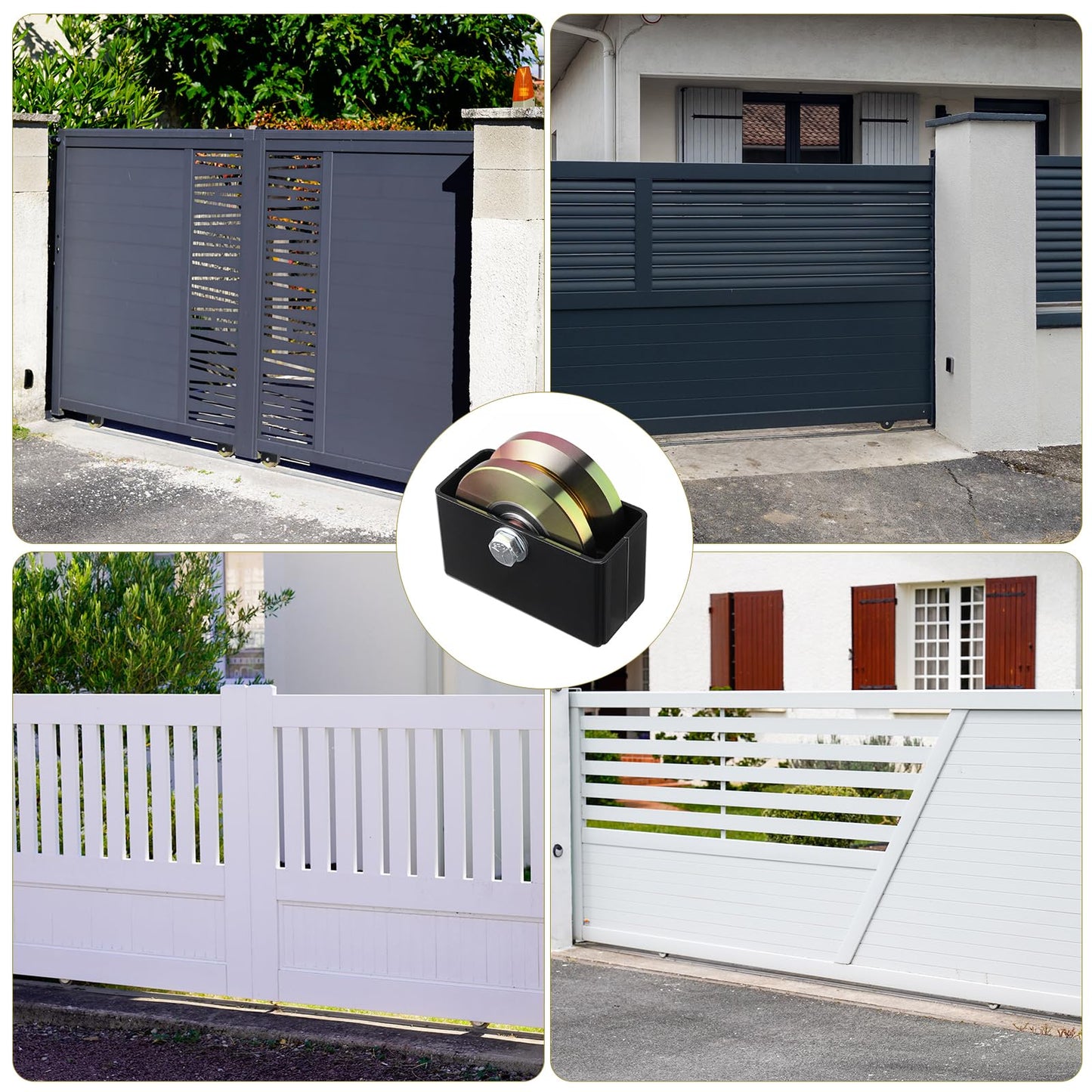 Soiiw 4" V Groove Sliding Gate Rollers Wheel 2 PCS Slide Wheels 1-3/4" Width 45# Solid Steel with Welded Bracket Double Bearing 3000 Lbs Capacity for Driveway Fence & Industrial Sliding Gates