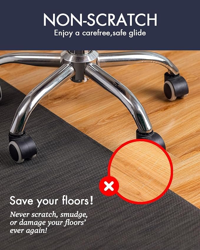 Baroyal Office Chair Mat for Hardwood Floor Under Desk Computer Rolling Chair Mat for Wood/Tile Floor Non-Slip Heavy Duty Desk Rug PVC Plastic Hard Floor Protector 45"x 53" (Espresso)