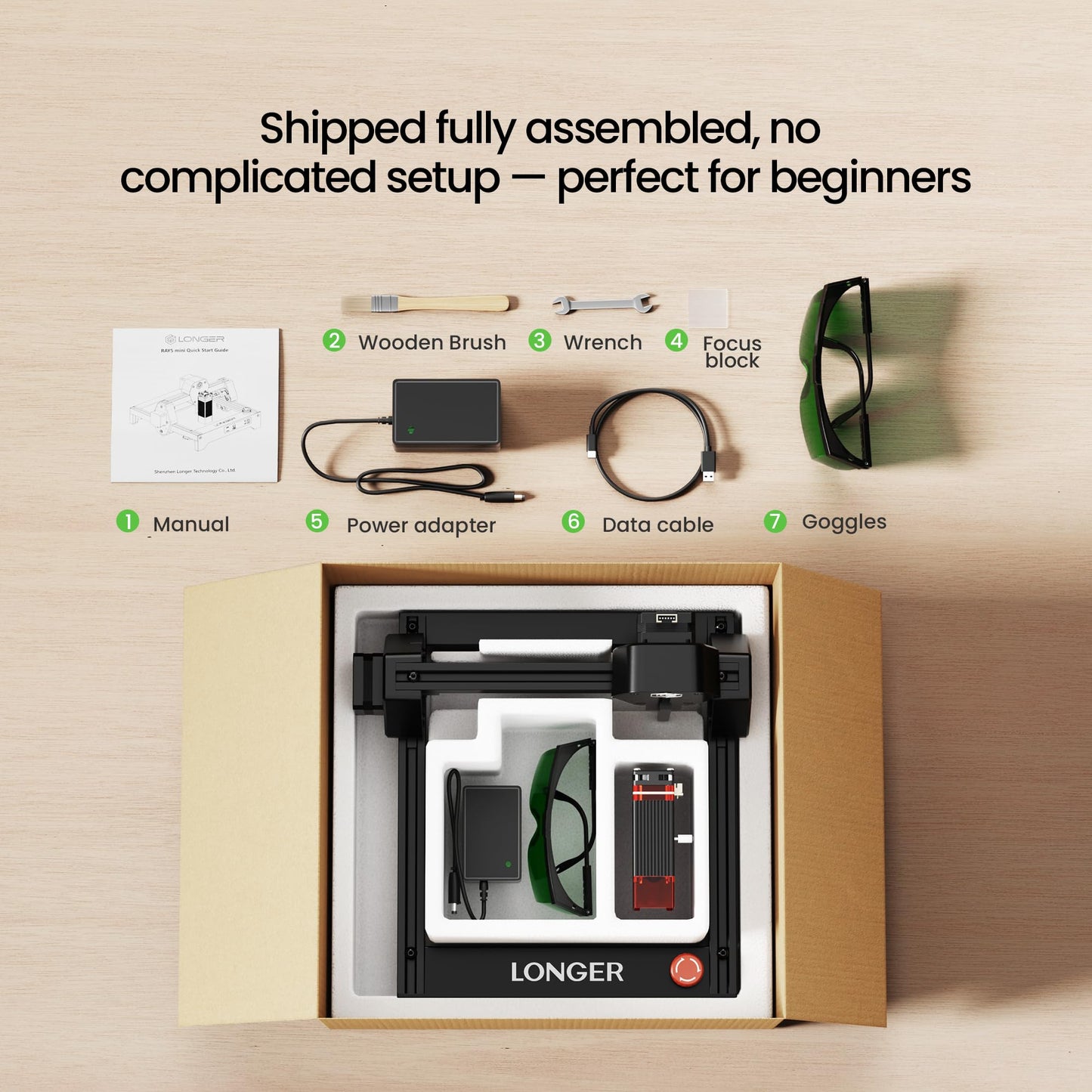LONGER RAY5 Laser Engraver 2500mW High Precision 0.04 * 0.04mm Laser Cutter and Engraving Machine 130x130mm Working Area Mini Portable Laser Engraver for Wood Metal Acrylic Glass