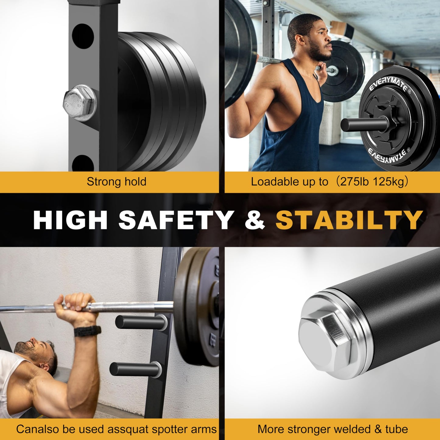EVERYMATE Weight Plate Holder, Weight Plate Storage Rack, Fitness Squat Rack Attachments, For Power Rack 2x2-3x2,Fit 2" Weight Plates