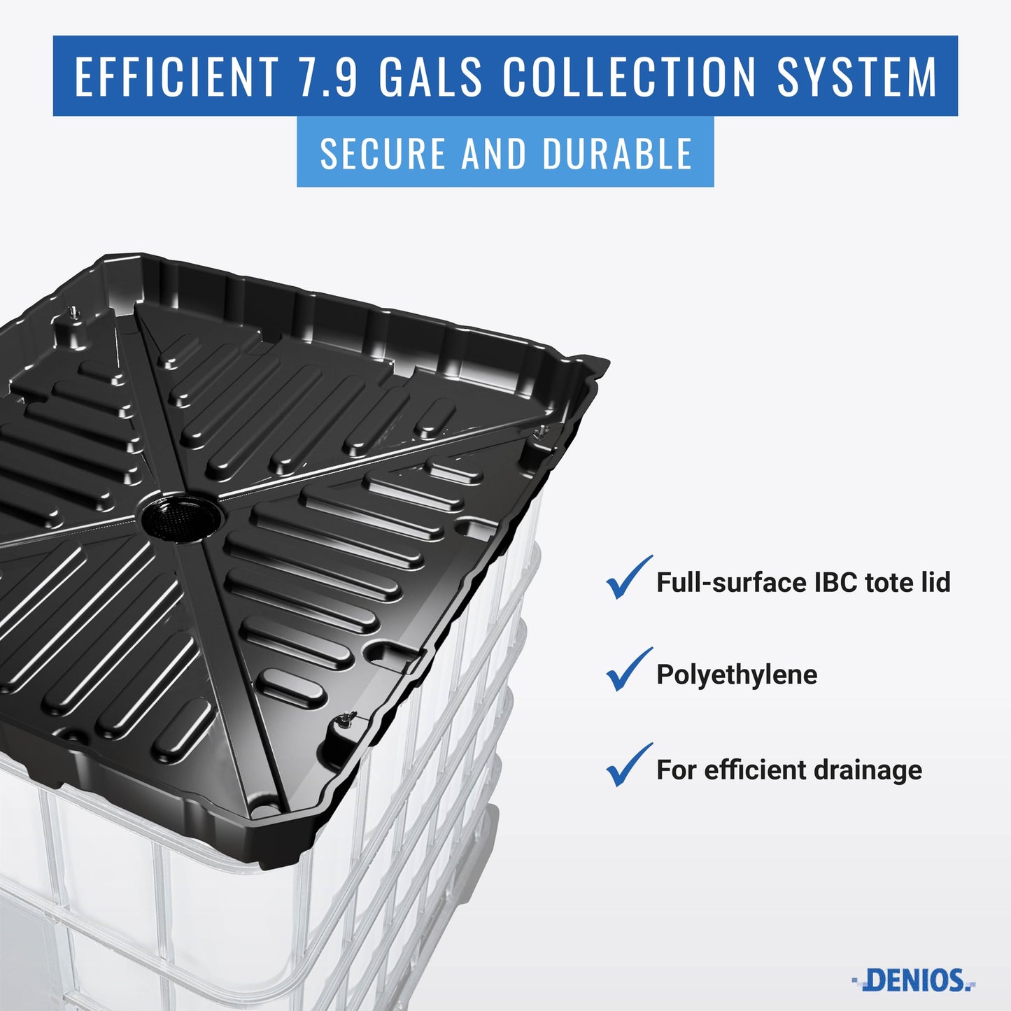 DENIOS® IBC Tote Funnel - 49.5"x42"x5" | Extra Large Funnel | Wide Mouth for IBC Totes | Perfect for Fast, Spill-Free Liquid Transfer | Heavy-Duty Large | Black | IBC Tote NOT Included