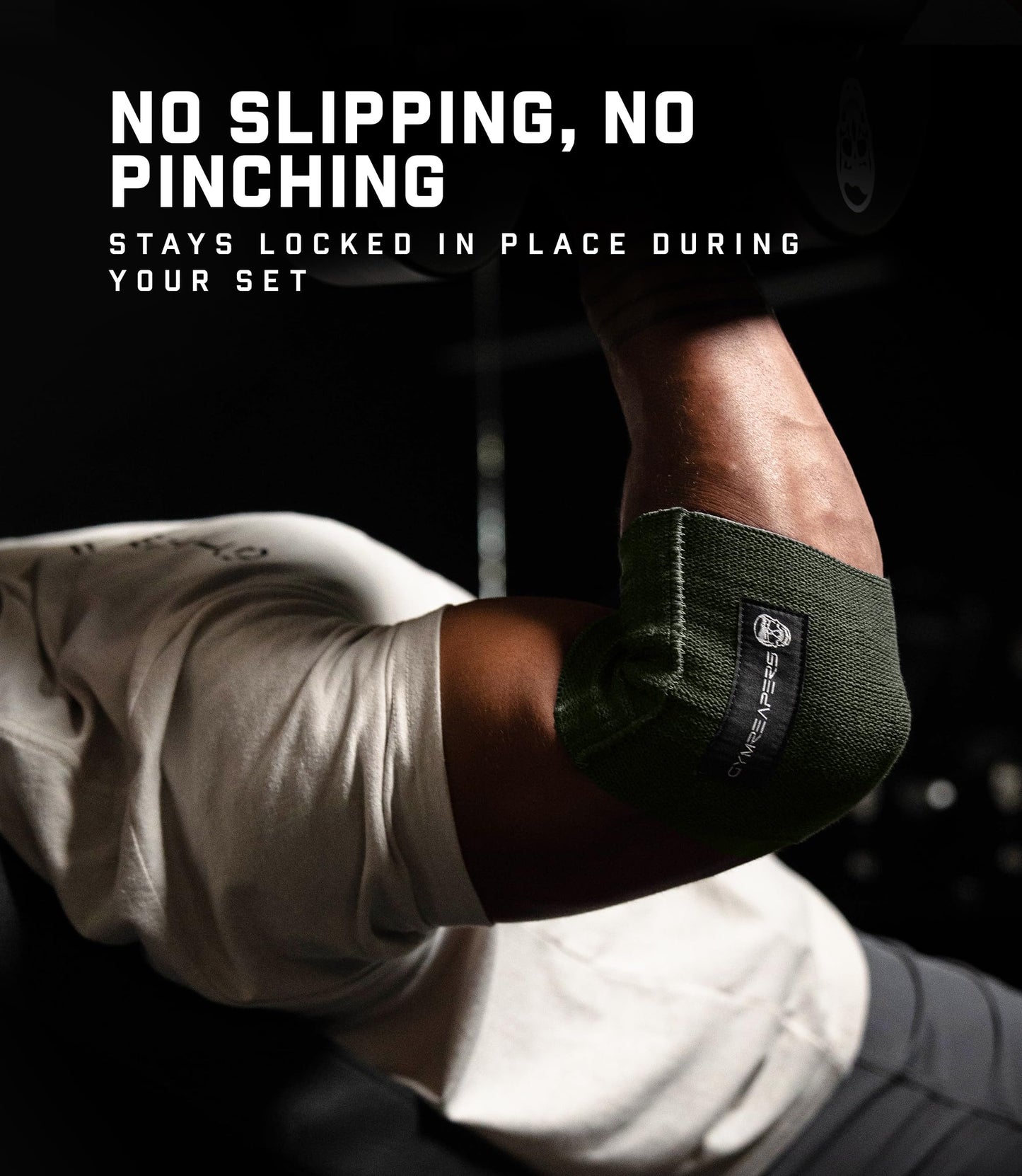 Gymreapers Elbow Compression Cuff for Weightlifting, Powerlifting – Support & Relief for Tendonitis, Stability, Tennis Elbow, Strength Training & Injury Recovery (Green, 13")