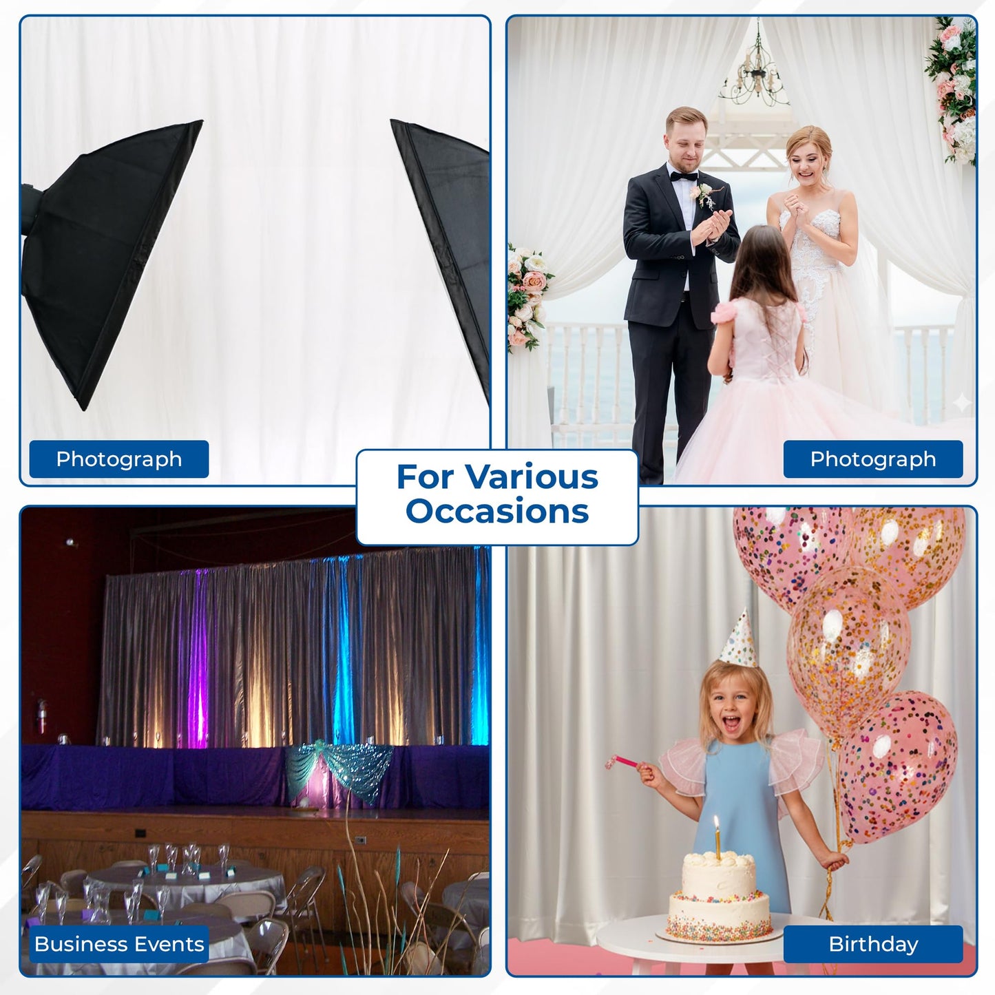 OnlineEEI 8 Foot Tall Fixed Height Portable Pipe and Drape Backdrop Kit 8ft x 10ft (No Drapes)