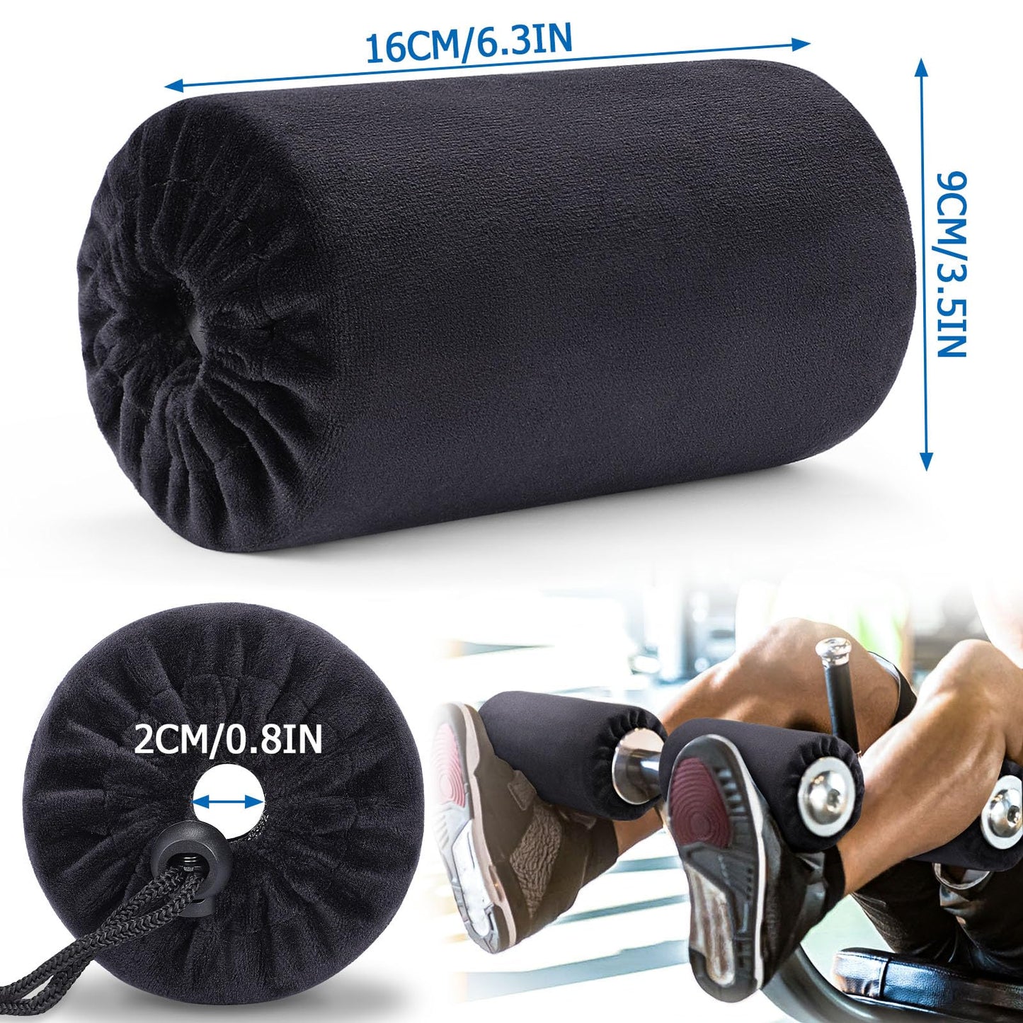 Foot Foam Pads Rollers Replacement with Luxury Plush Cover - Sweat-Wicking & Easy Clean, Cloud-Like Comfort for Home Gym Leg Extension, Weight Bench, Inversion Table - Fits 1-Inch Tube (2PCS)
