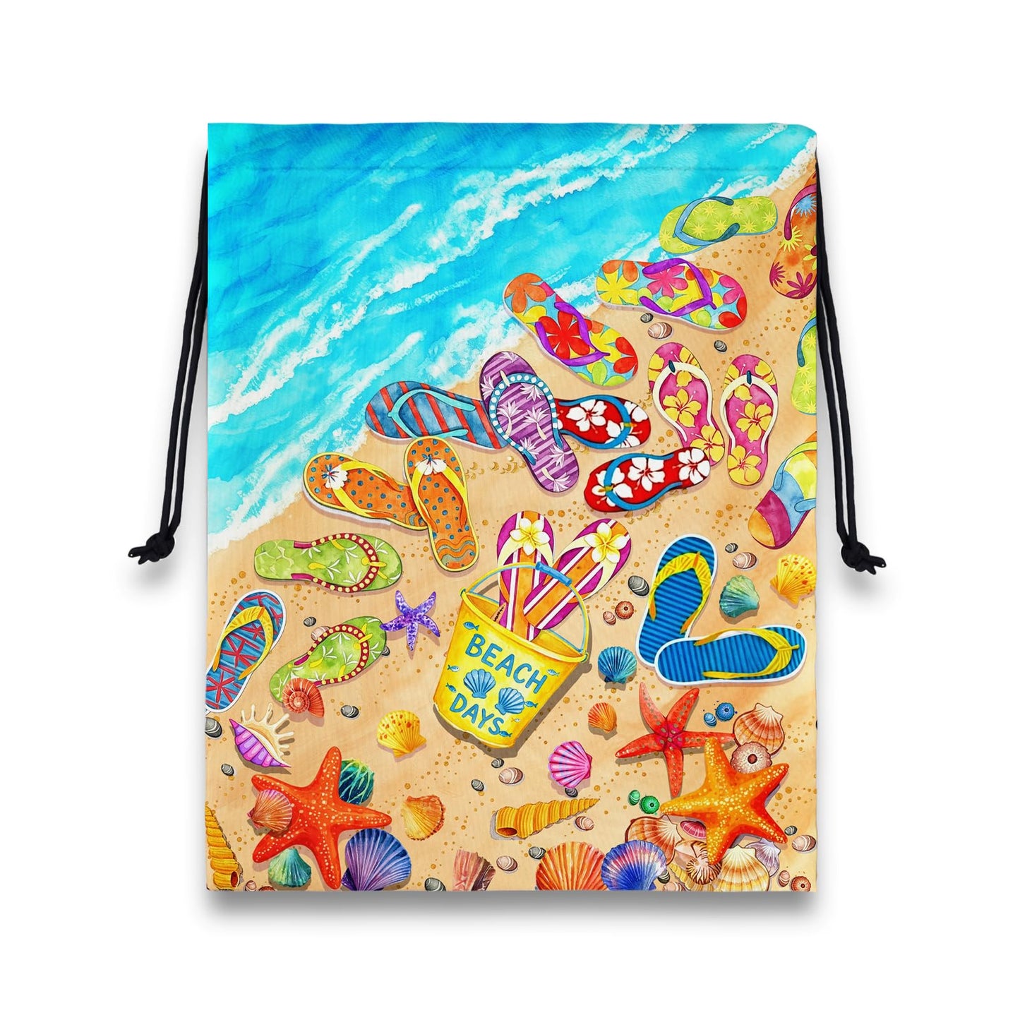 GAIIIIYOU Gymnastics Grip Bag Colorful Flip Flop Coastal Pouch String Bag for Travel