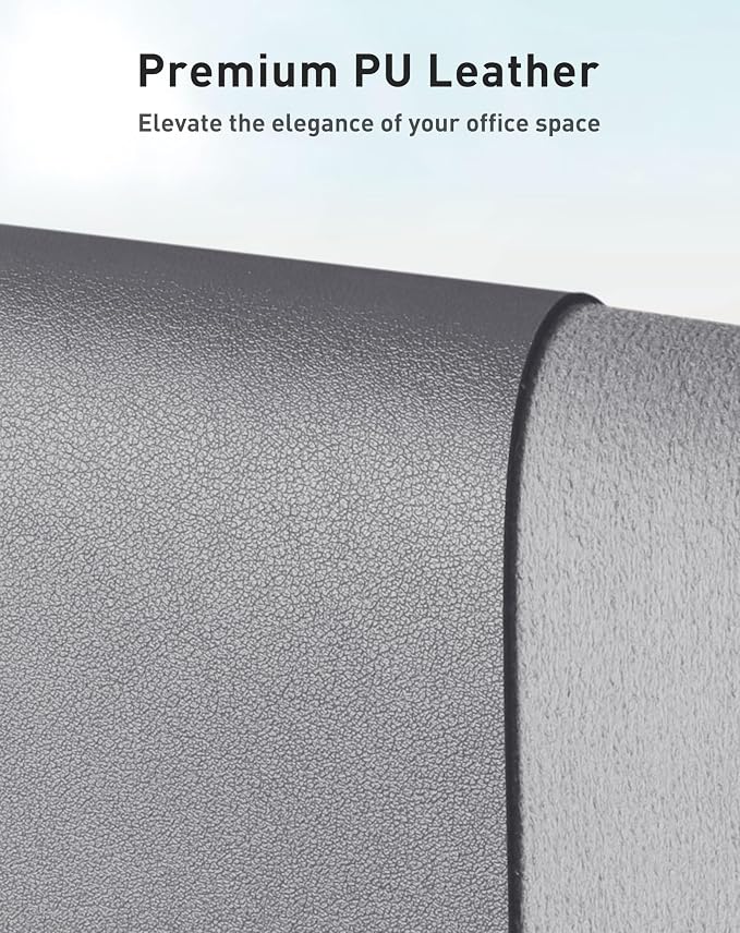 Aothia Faux Leather Desk Mat - Large Mouse Pad, Non-Slip PU Leather Blotter, Waterproof Writing Surface for Office and Home (Light Grey, 40" x 24")