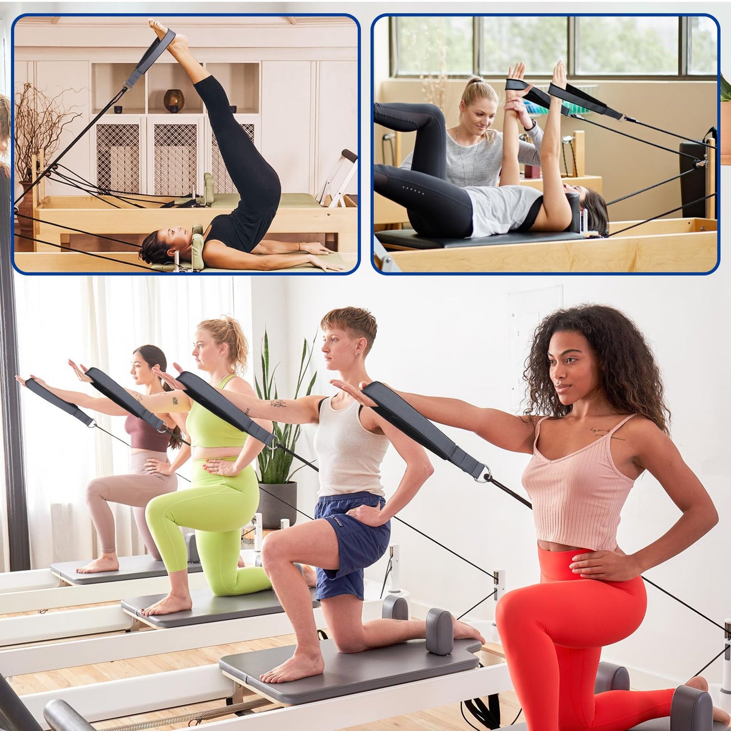 TOBWOLF Pro-Grade Scuba Fabric Pilates Straps - Premium Double Padded Loop D-Ring Handles for Reformer Machine, Sweat-Resistant & Enhanced Grip for Home Gym, Pilates & Fitness Workout (2PCS)