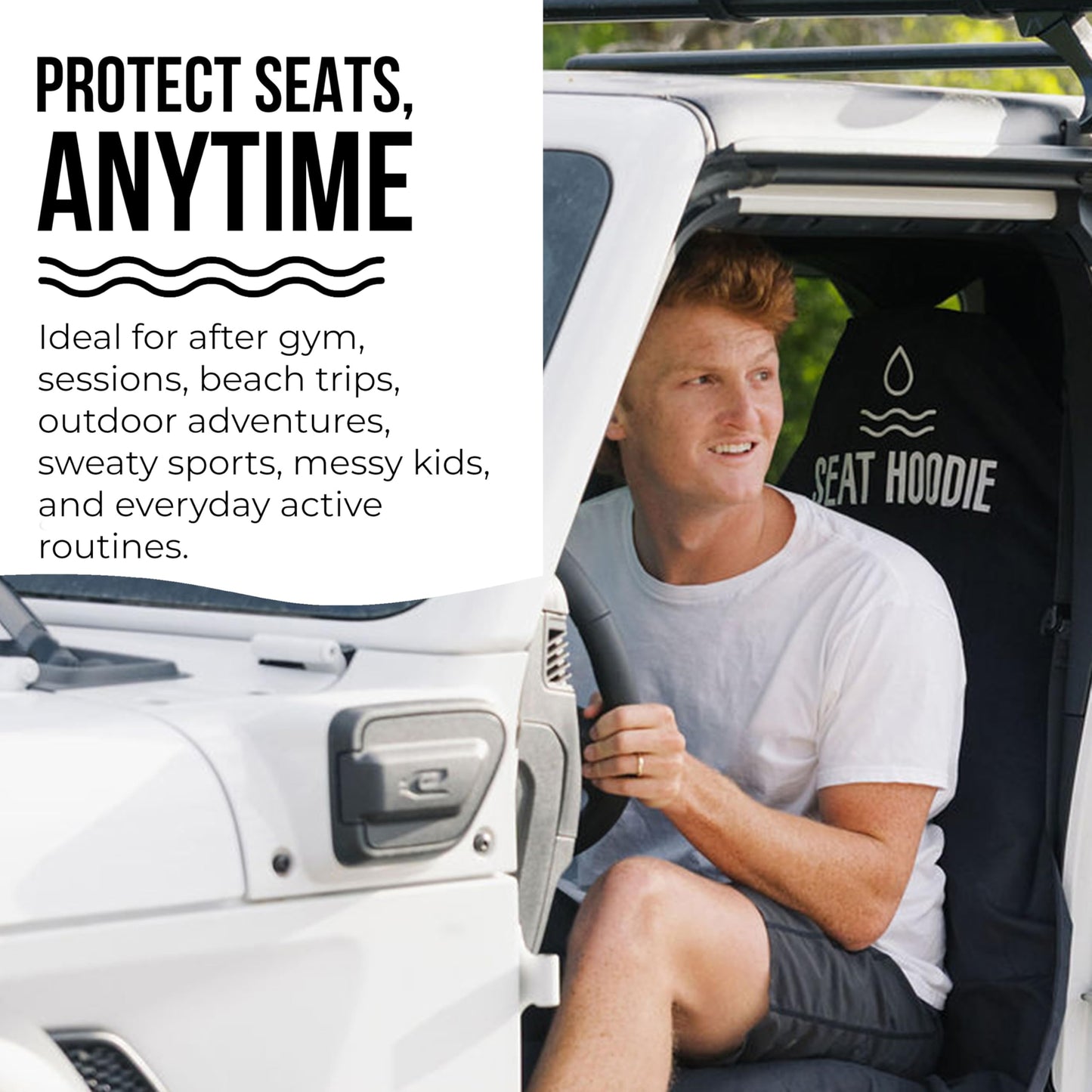 Seat Hoodie Car Seat Towel | Premium Microfiber Towel Seat Covers for Cars | Universal Fit & Machine Washable | Portable Car Seat Towel Cover After Gym, Yoga, Beach Black