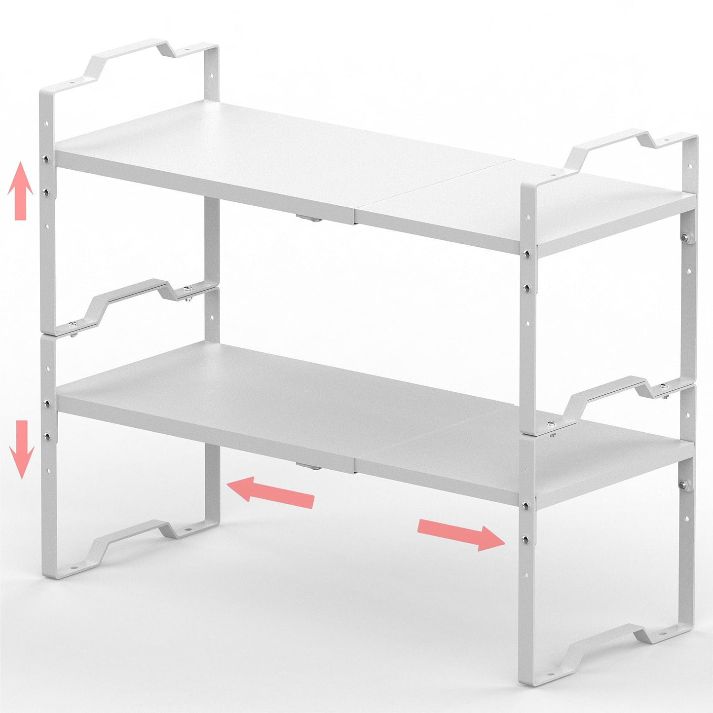 Jojocross Expandable Shelf for Cabinet Organizer Adjustable Stackable Spice Rack at Kitchen and Bathroom More, Counter Countertop Cupboard Organization Pantry Storage(LARGE/1PACK/WHITE)