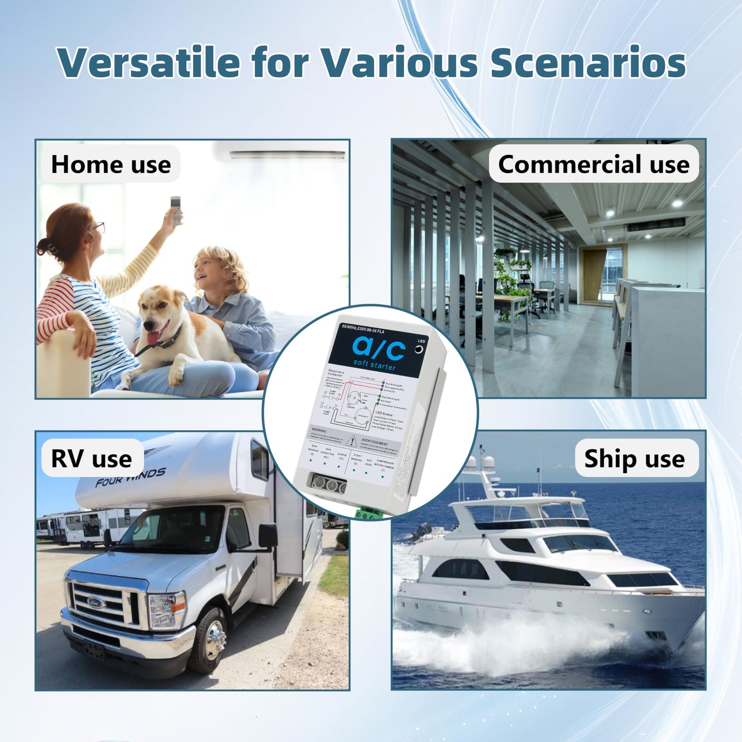 Eshcol AC Soft Start Kit for 1.75-3.5 Ton Air Conditioners, Fit for Home, RV, Commercial, Generators Use. Easy to Install, Reduces Start-Up Current by 70%, 110V-240V. Compatible with Most AC Brands.
