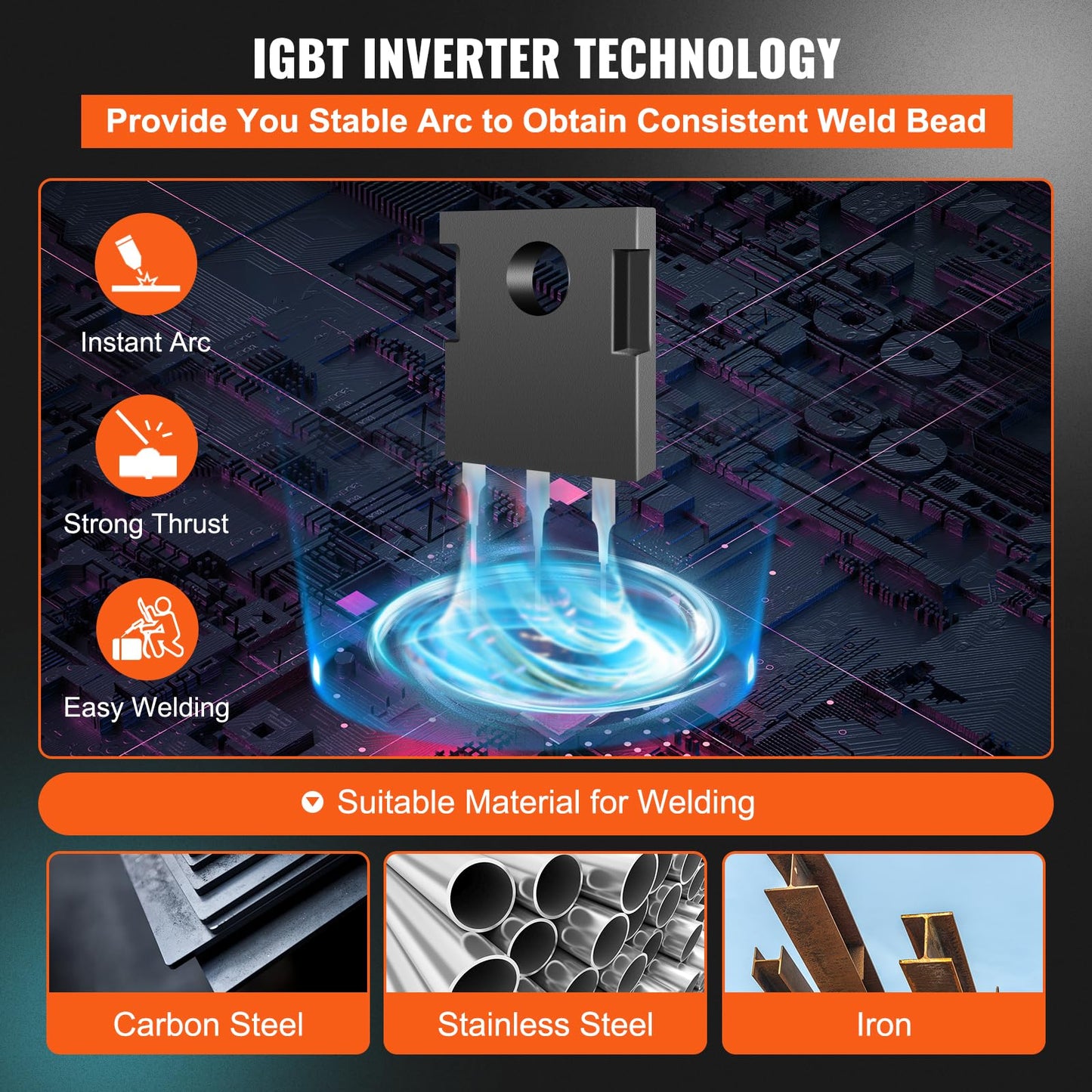 VEVOR MIG Welder, 3 in 1 270 Amp Welding Machine, 110 220V MIG Lift TIG Arc Welder, Portable Lift TIG Welder ARC Welder with IGBT DC Inverter, LCD Digital Display, Welder Torch and Welding Wire