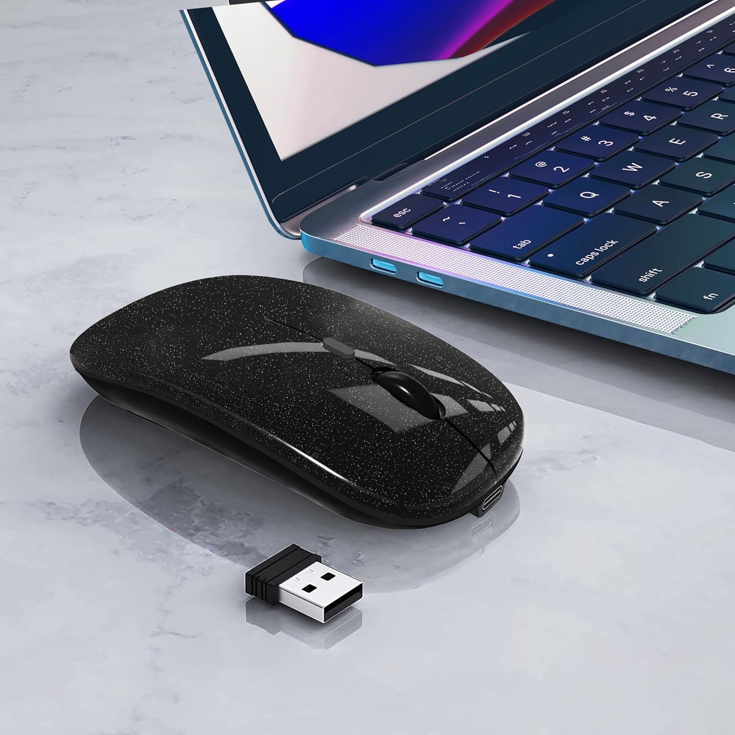 WREANU Use(Bluetooth5.2 2.4GHz Wireless Bluetooth Mouse Rechargeable Laptop Mice Silent Slim and Portable USB