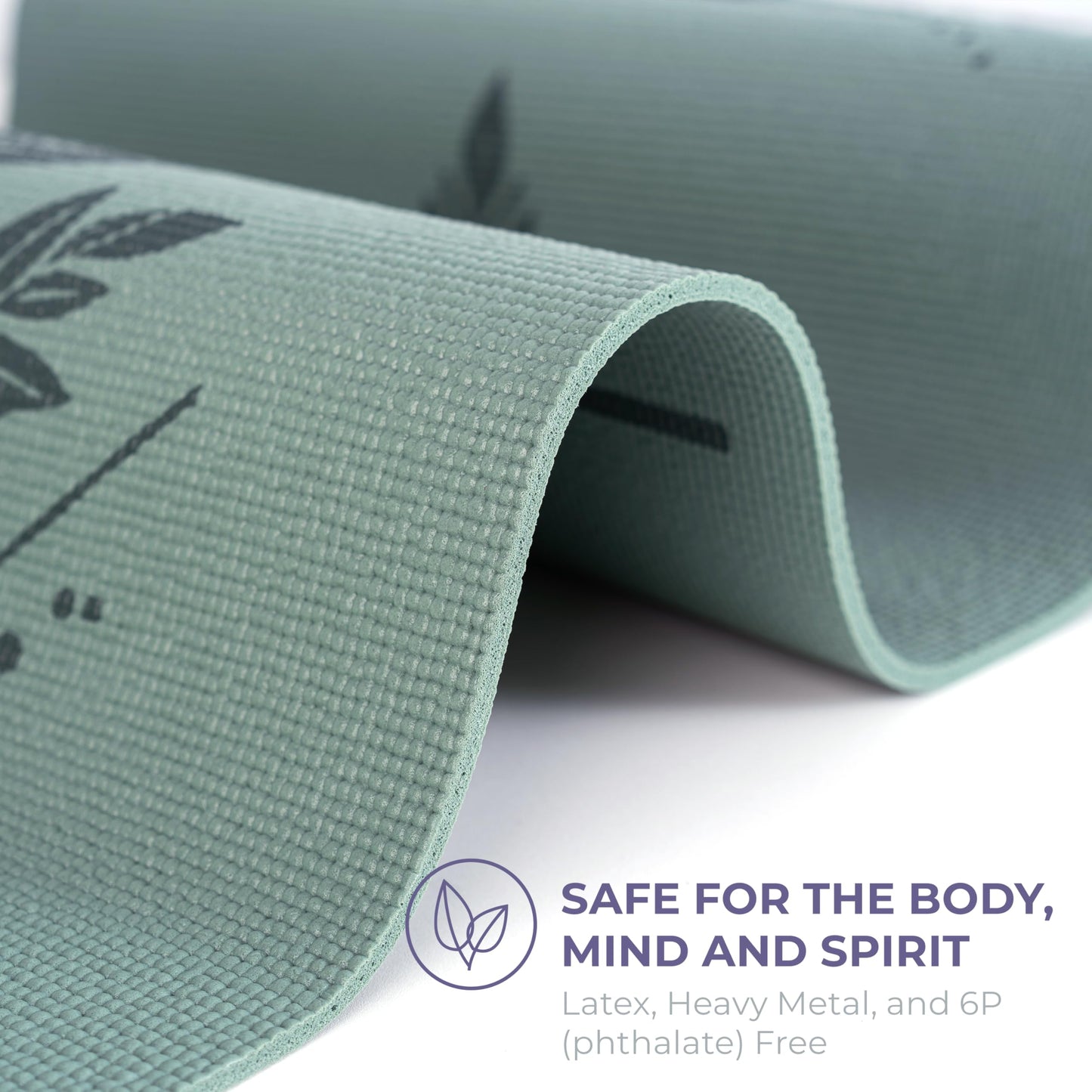 Ascend Yoga Mat with Alignment Marks - Premium 6mm Thick, 72" x 24" Reversible Exercise Mat - Non Slip, Tear Resistant, Workout Mats for Pilates, Home, Studio, Gym, Floor Stretching - Sage Haven - Printed