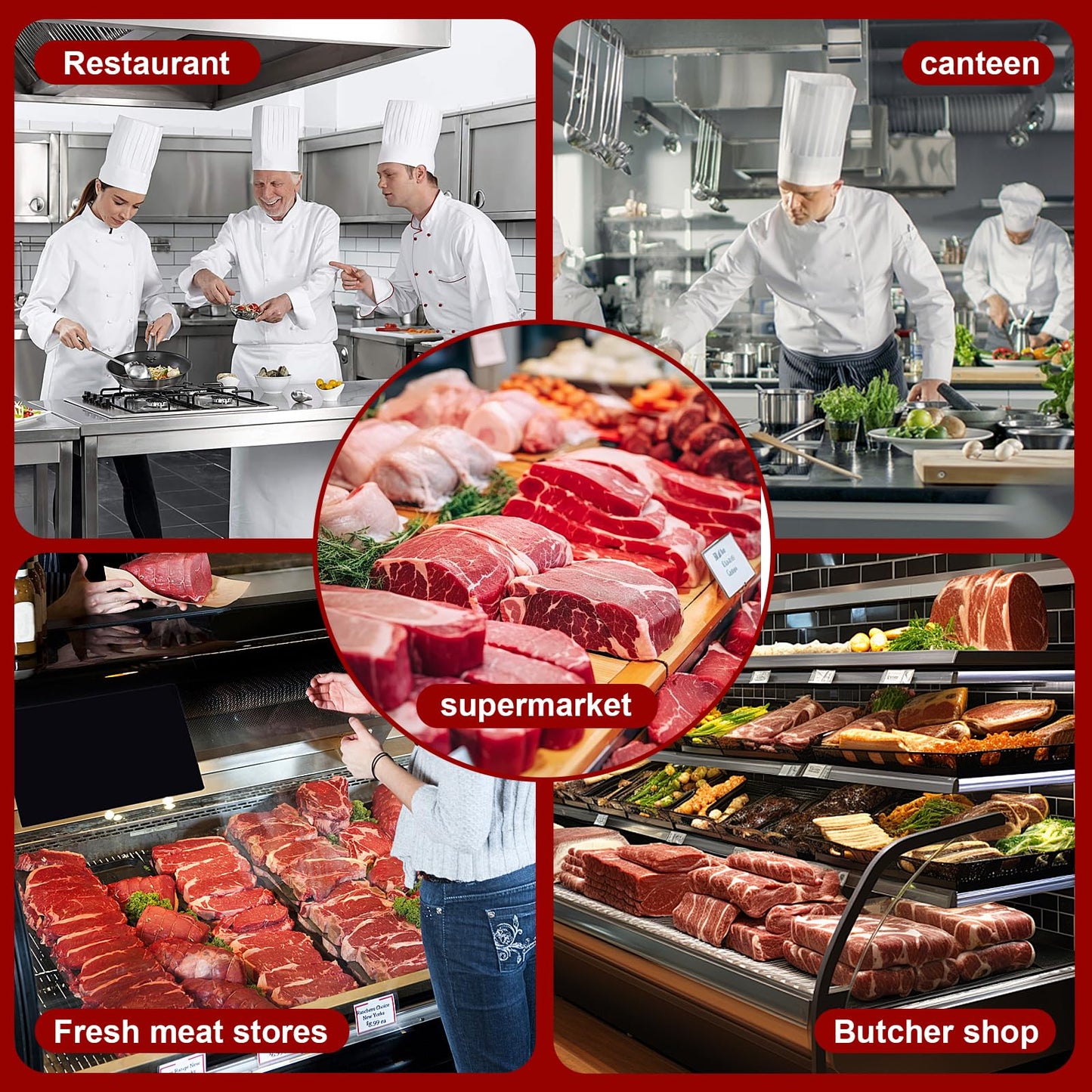 750W Commercial Meat Cutter Machine Stainless Steel Meat Slicer for Slicing, Shredding and Chopping 1100lbs/H (5MM)
