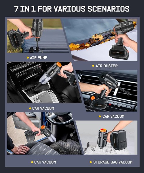 MBNGF Portable Cordless Car Vacuum - 35000PA High Power Suction & Blower | Midnight Black Handheld Cleaner