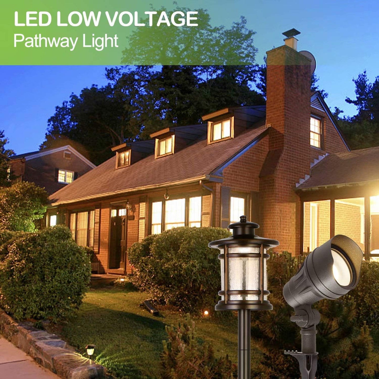 hykolity 8 Pack Low Voltage LED Landscape Kits, 12V-15V Pathway Flood Light Kits, 10W 390LM and 3.4W 155LM Wired for Outdoor Yard Lawn, Die-cast Aluminum, 50W and 30W Equivalent
