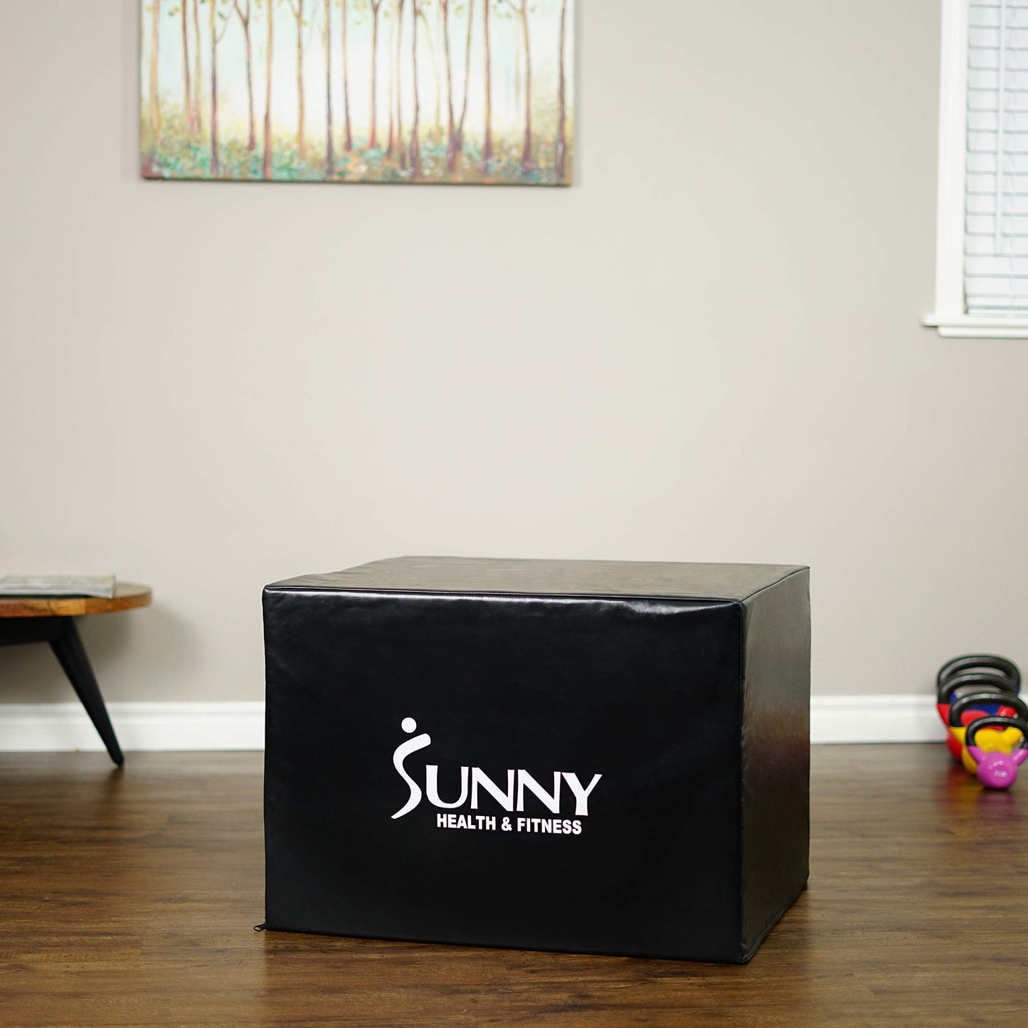 Sunny Health & Fitness Plyo Box Jump Platform with Adjustable Heights 20"/24"/28" and Shock Absorbing Foam Cover, 3-in-1 Plyometric Jump Box - No. 072, Black