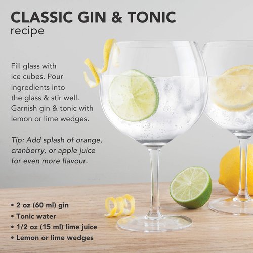 Final Touch Lead-Free Crystal Copa de Balon Gin Glass - 13.5 oz Gin & Tonic Cocktail | Titanium Reinforced, Handmade, Dishwasher Safe (LFG2222)