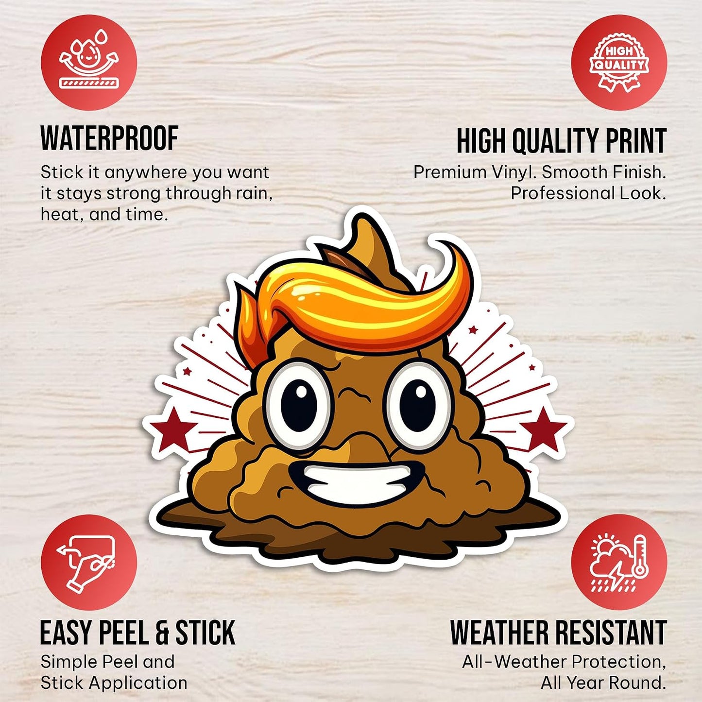 3PCS Potty Training Sticker | Funny Poop Emoji Sticker, Waterproof Vinyl Decals for Notebook, Water Bottles