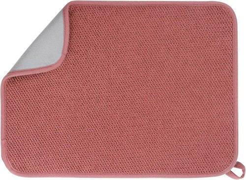 GeeRic Microfiber Dish Drying Mat - Super Absorbent Reversible Kitchen Pad | 15x20 Inch Red