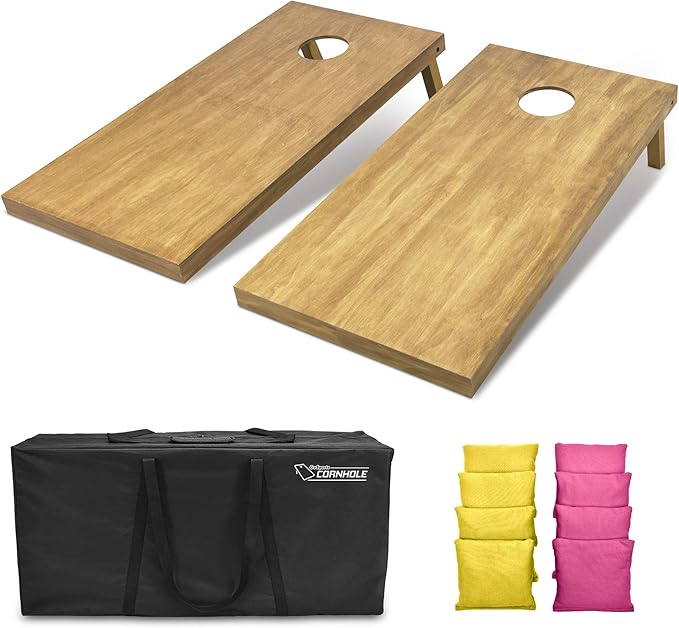 GoSports 4 ft x 2 ft Regulation Size Wooden Cornhole Boards Set - Includes Carrying Case - Full Regulation Size Bean Bag Toss Boards