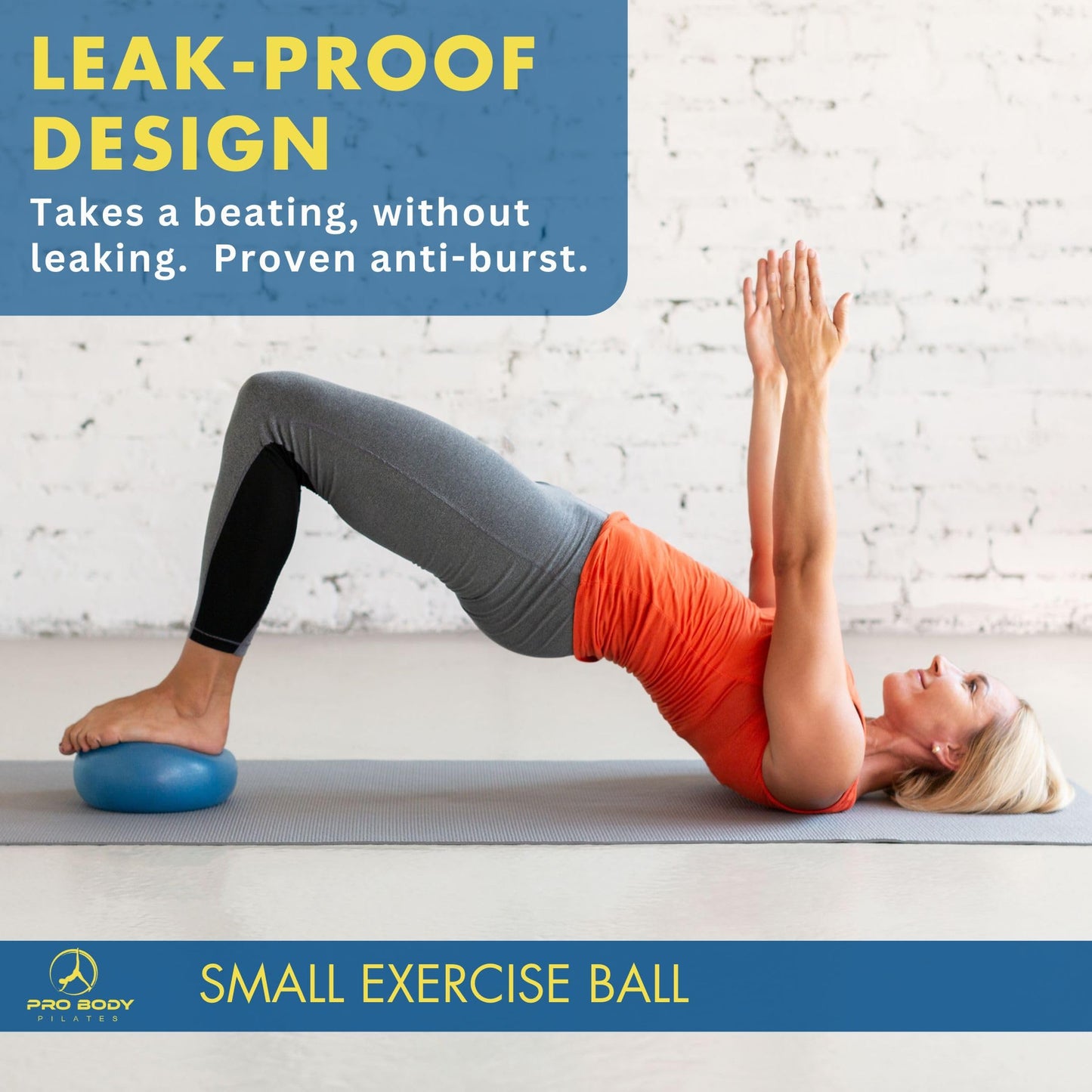 ProBody Pilates Ball 9 Inch - Small Exercise Ball for Stability, Barre, Core, Ab Workouts, Yoga, & Physical Therapy (Mist)