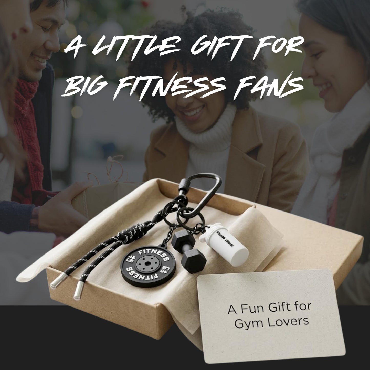 Fitness Keychain for Gym Lovers - Premium Gift for Fitness Enthusiasts (black)