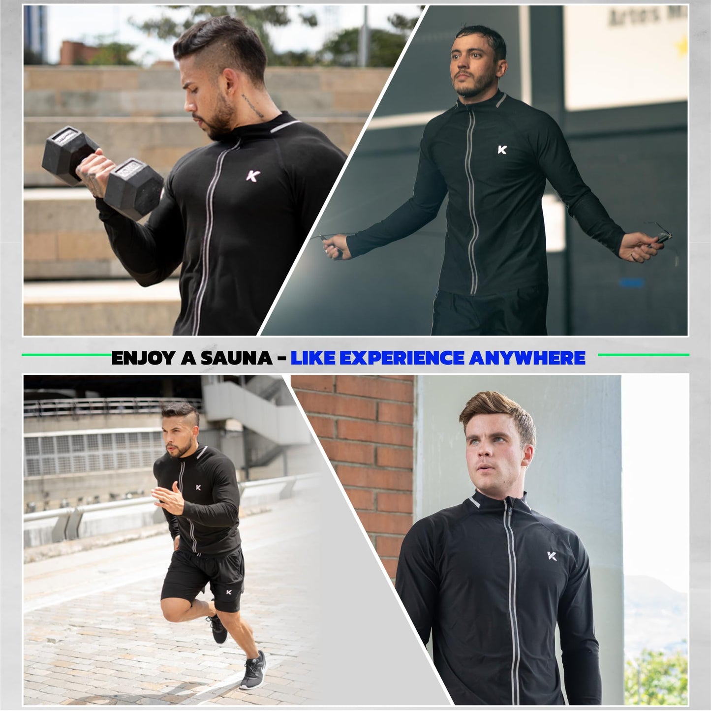 Kewlioo Pro Men's Heat Trapping Sauna Jacket - Zip Up Sauna Suit For Men, Sauna Long Sleeve Sweat Shirt for Gym, Workouts