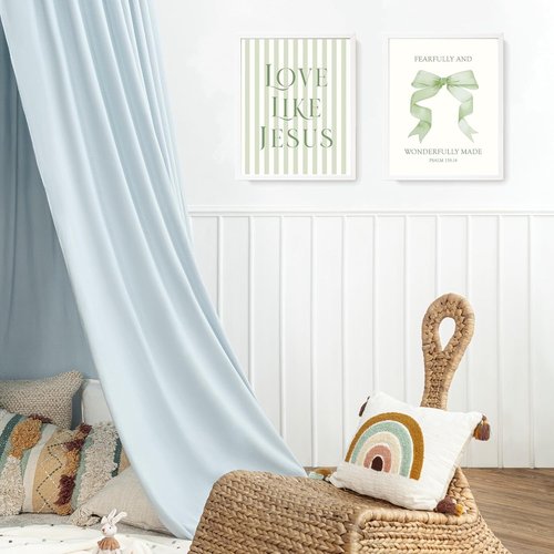 LARTSFRO Coquette Wall Art Decor - Sage Green Bow Posters with Inspirational Bible Verses | 8x10 Inch Set of 4 Unframed
