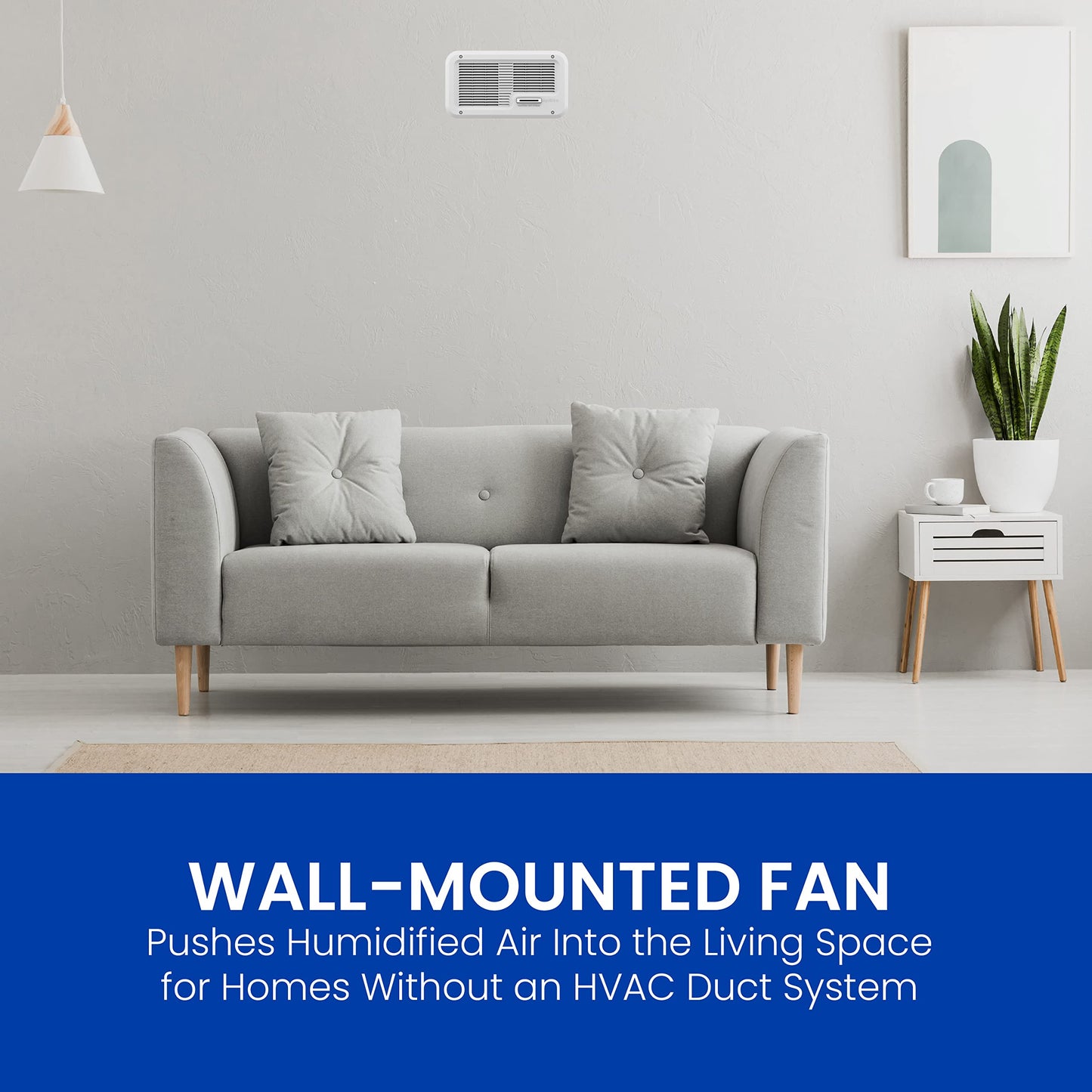 AprilAire 865 Whole-House Steam Humidifier, Manual Steam Humidifier with Wall Mount Fan, Whole-House Humidifier for Homes without HVAC Duct System up to 10,300 Sq. Ft., White