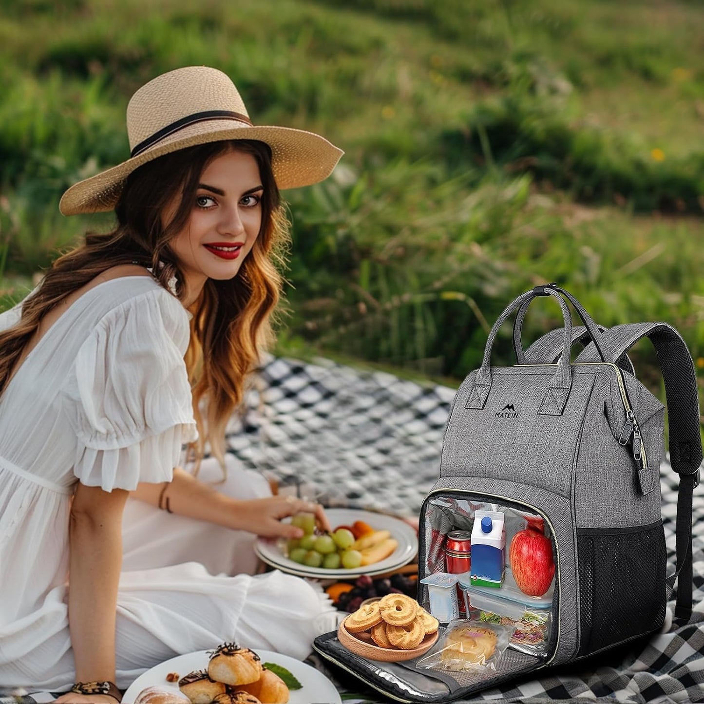 Backpack 15.6 Inch Backpack Backpacks MATEIN Lunch for Women, Laptop with Lunch Compartment, Lightweight Work