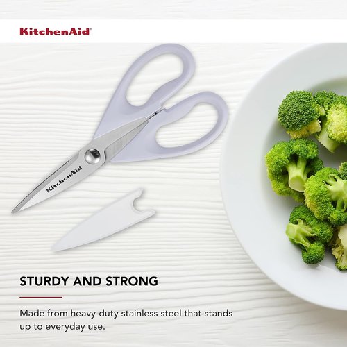 KitchenAid All-Purpose Kitchen Shears - Durable Stainless Steel Scissors with Soft Grip Handle | 8.72 Inch, Lavender Cream (Pack of 2)