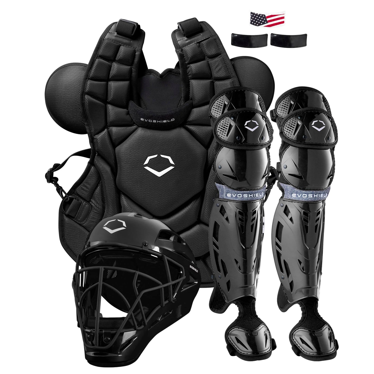 EvoShield SRZ-1™ Baseball Catcher’s Gear Kit- Black, Adult