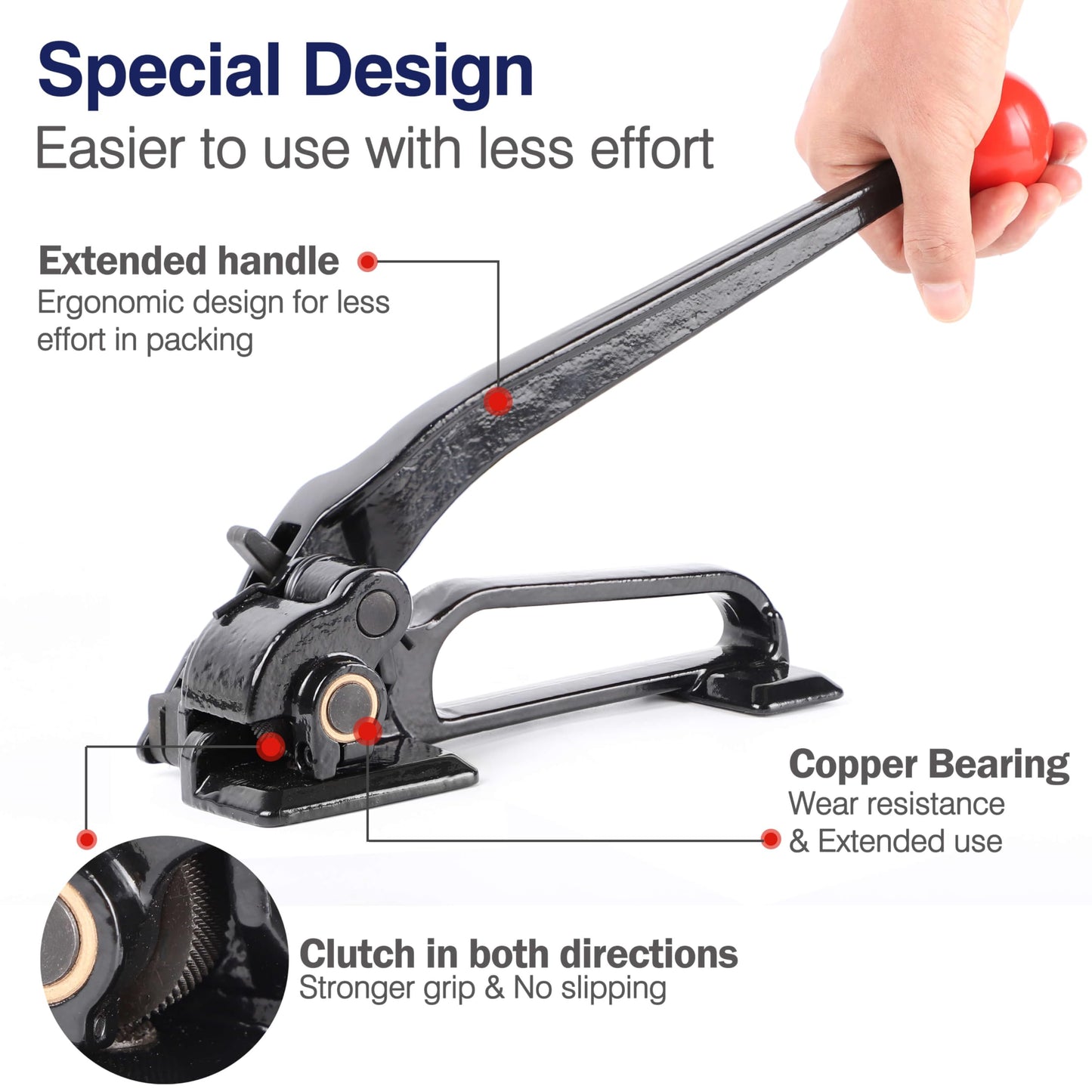 3 in 1 Premium Steel Banding Strapping Kit-Heavy Duty Banding Tools for 3/8"~3/4" Metal Banding, Include Tensioner Tool, Strapping Sealer & Crimper, Strapping Cutter for High-Strength Package Packing