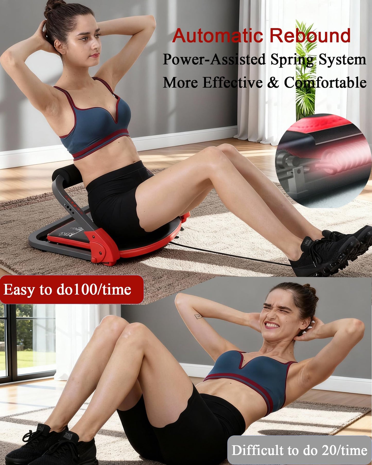 eHUPOO Ab Machine Workout Equipment,Whole Body Ab Workout Machine,Sit Up Exercise Equipment For Home, Strength & Abdominal Trainer With 3 Adjustable Resistance Levels and Bands.US Patented