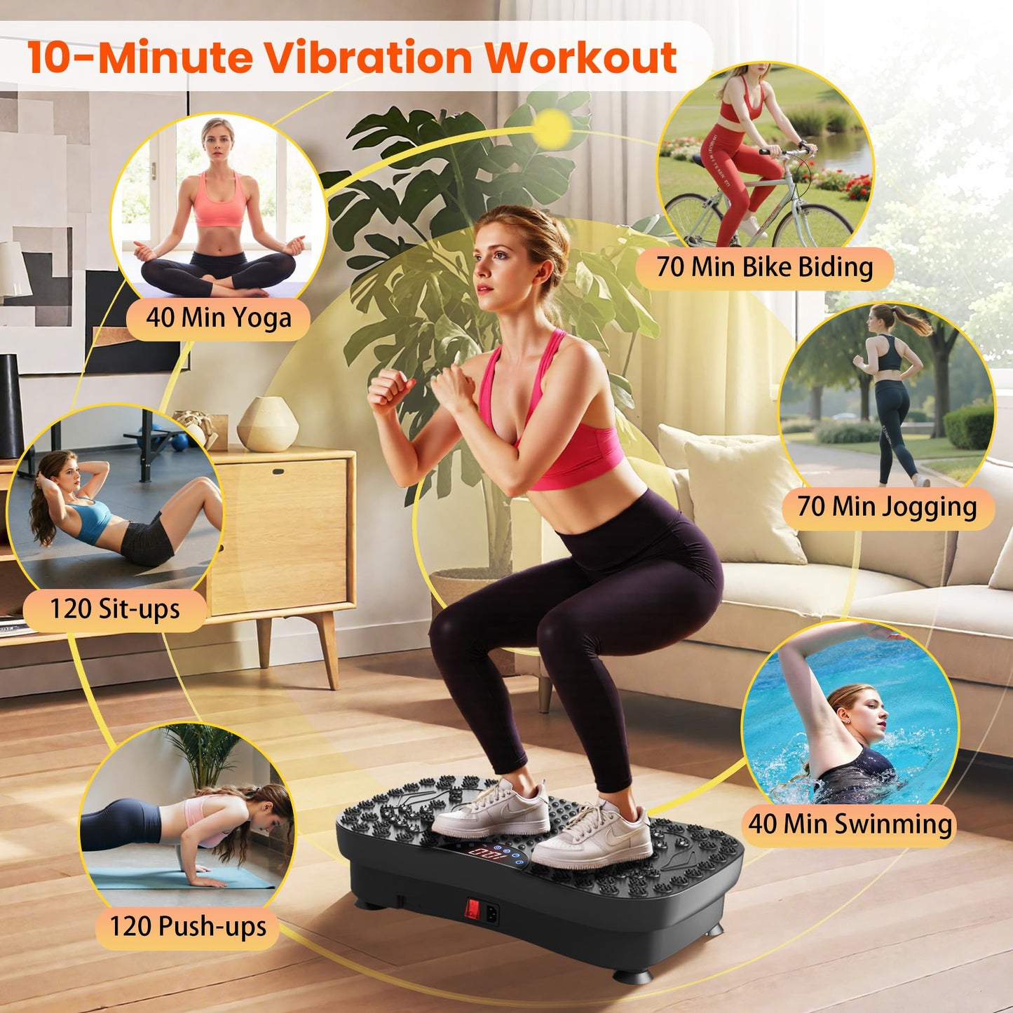 AXV Vibration Plate Fitness Platform Exercise Machine Vibrating Shaking Full Body Shaker Workout Vibrate Stand Shake Board Sport for Weight Loss Fat Burner for Gym Home Office