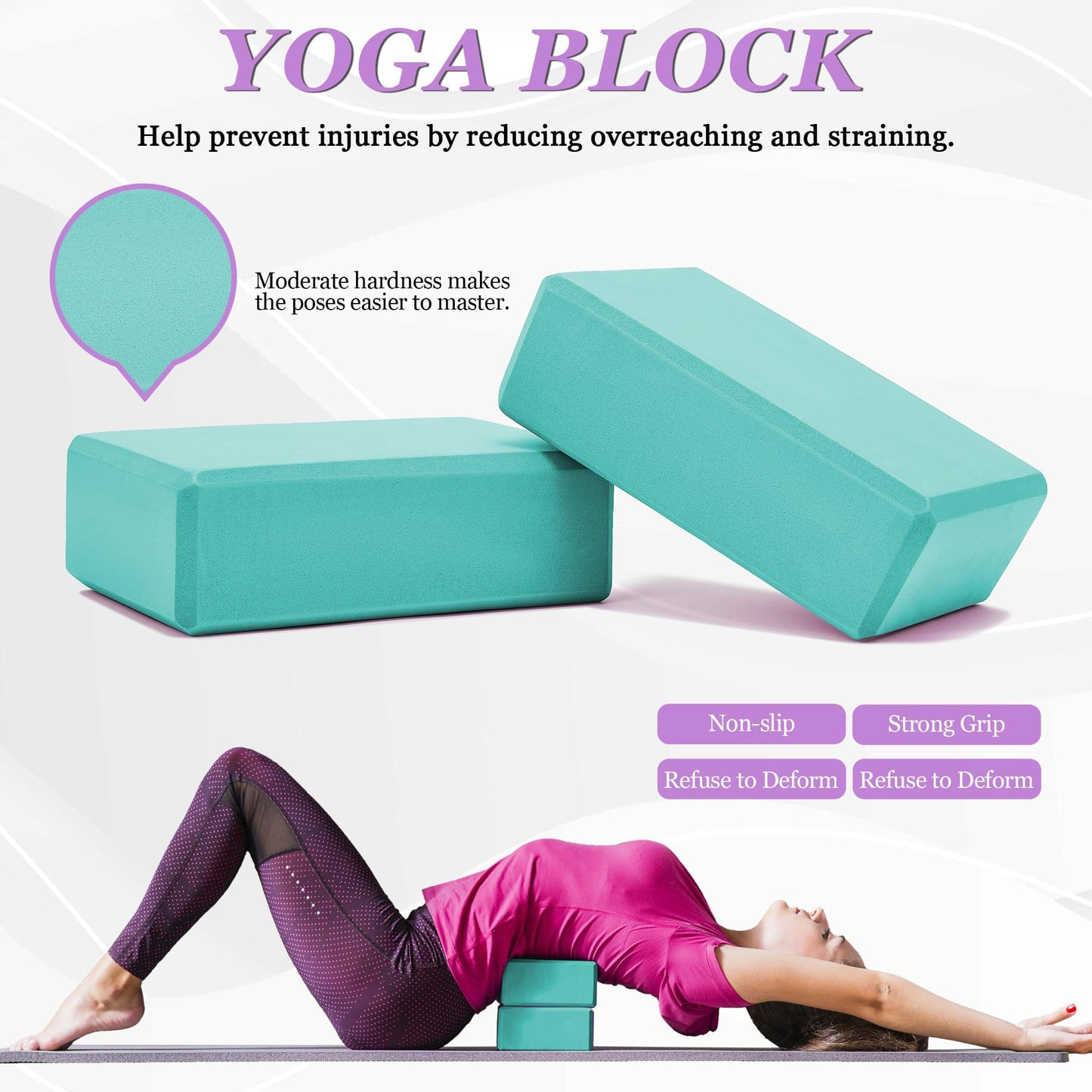 HNCTINNO All in One Yoga Wheel Set, Soft Foam Roller Wheel for Back Pain & Stretching, Yoga Blocks 2 Pack with Strap, Trigger Point Therapy Massage Ball for Deep Tissue, Yoga Starter Kit for Beginner