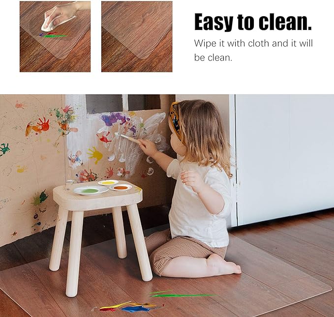 Kuyal Clear Chair mat for Hardwood Floor 46 x 60 inches Transparent Floor Mats Wood/Tile Protection Mat for Office & Home (46" X 60" Rectangle)