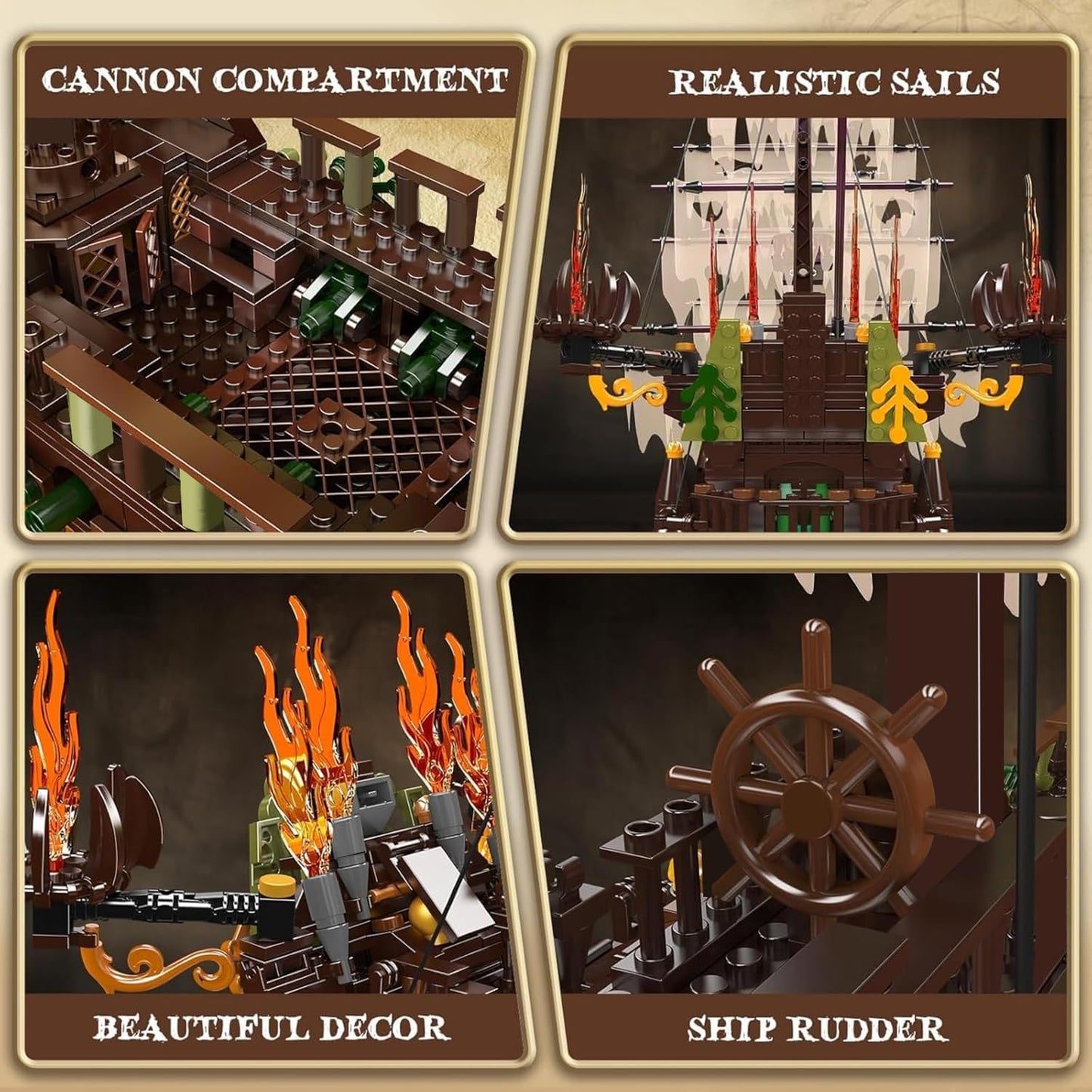 Mould King Large Pirates Ship Model Building Blocks Kits, MOC Dutchman Building Block Pirate Ship Construction Set to Build, Toys Gift for Age 14+/Adult Collections Enthusiasts (4364+Pieces)