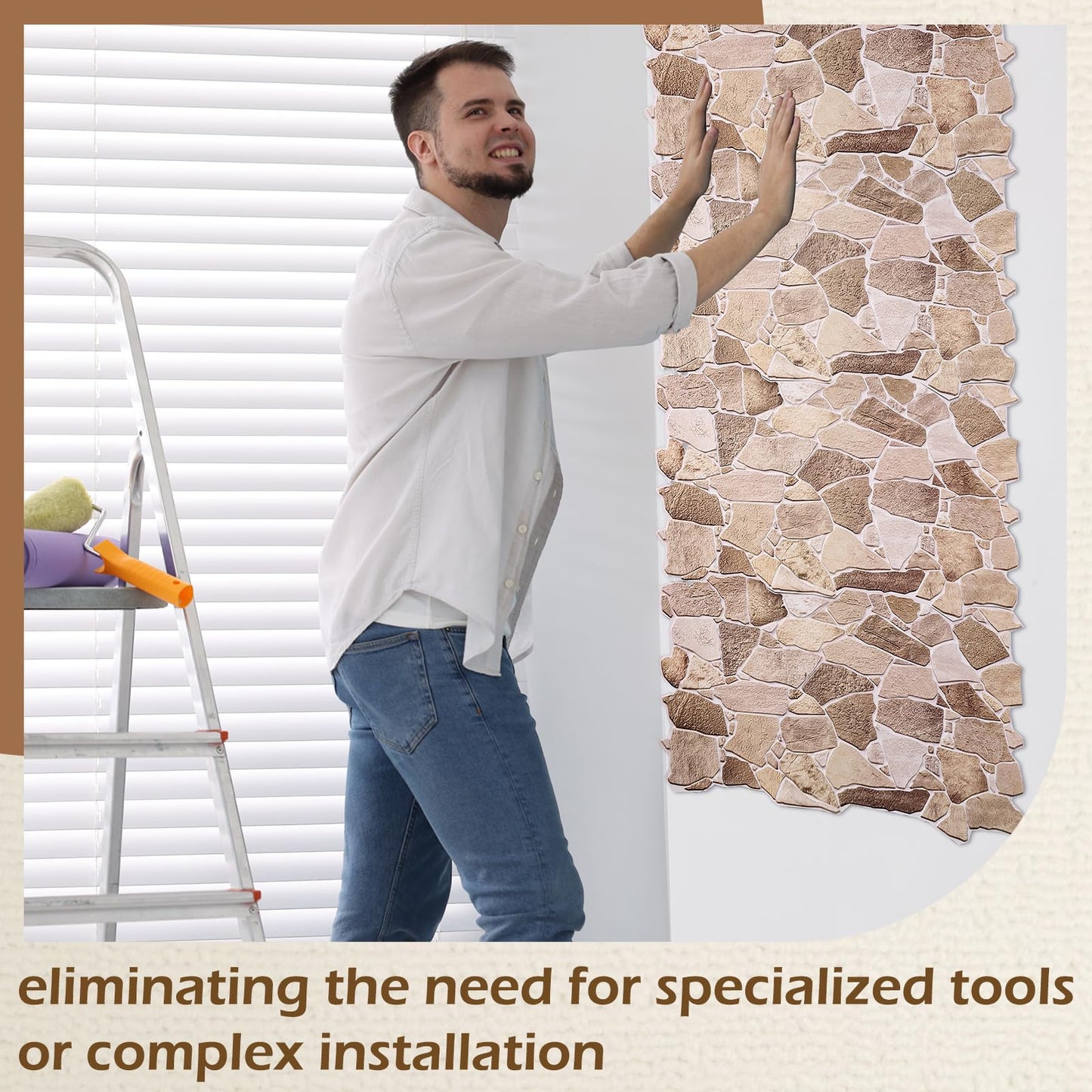 12 Pack 38.6" x 18.9" Peel and Stick 3D Faux Stone Wall Panels PVC Lightweight Decorative Wall Tiles for Interior Accent Walls Living Room TV Background Fireplace Surround-Covers 55.6 Sq ft (5.16m2)
