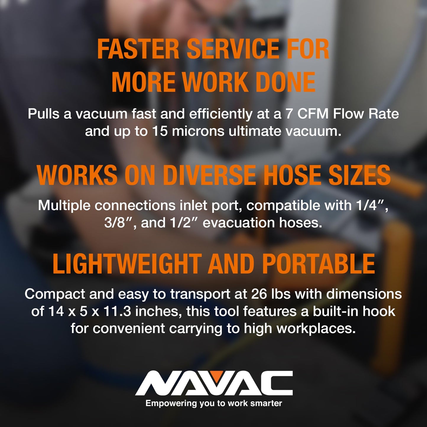 NAVAC NP7DP2 HVAC Vacuum Pump - Dual-Stage AC Motor - A2L Refrigerants - A/C Vacuum Pump Kit - For Evacuation of HVAC Equipment - 15 Microns - Pro Series - 7 CFM