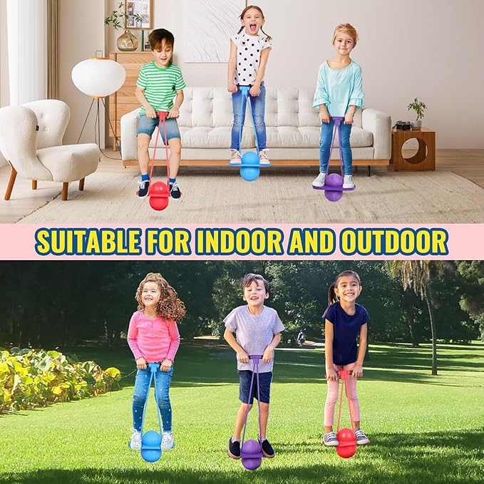 FAHKNS Pogo Ball for Kids - Sturdy Pogo Stick Alternative，Jumping Toy for Ages 4-12 with Handle，Safe Hopper Ball for Outdoor Play, Boys & Girls