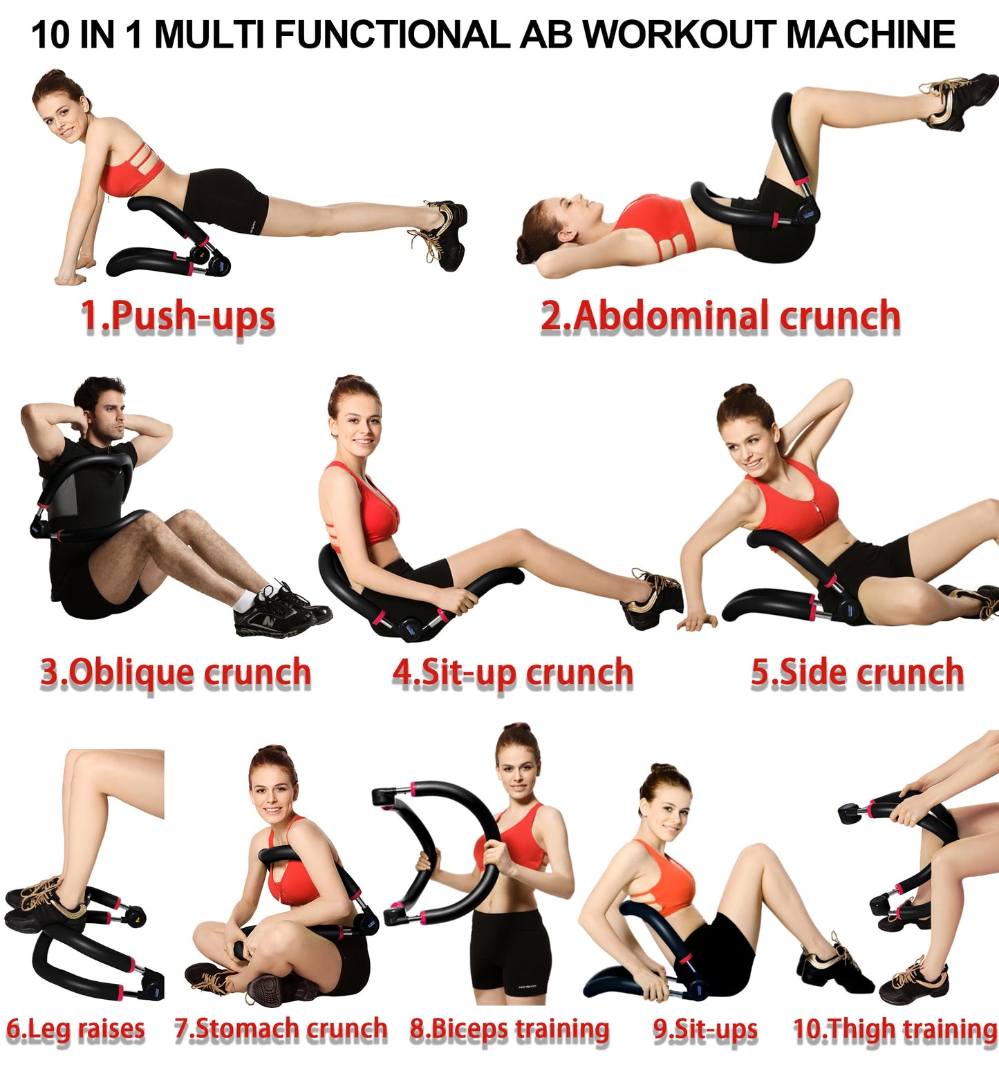 eHUPOO Ab Machine,Adjustable Sit Up Exercise Equipment For Stomach Workout, Adjustable Ab Workout Equipment, Abdominal & Strength Trainer For Men & Women Home Fitness Exercise .US Patented