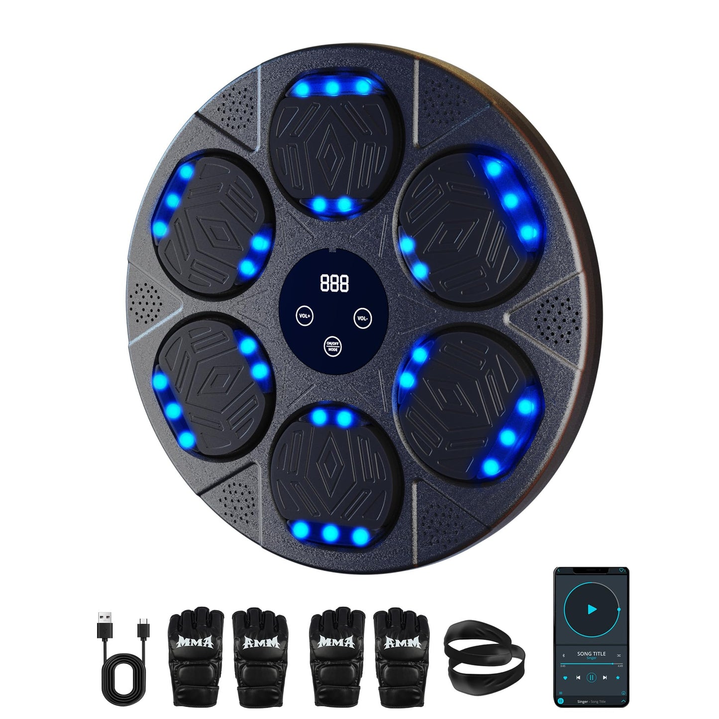 RGYAN Music Boxing Machine Kit Wall Mounted Smart Boxing Machine & Counter Complete Boxing Kit More Than a Standard Punching Machine for Adults & Home Boxing Training (PP+TPE, Dark Gray)