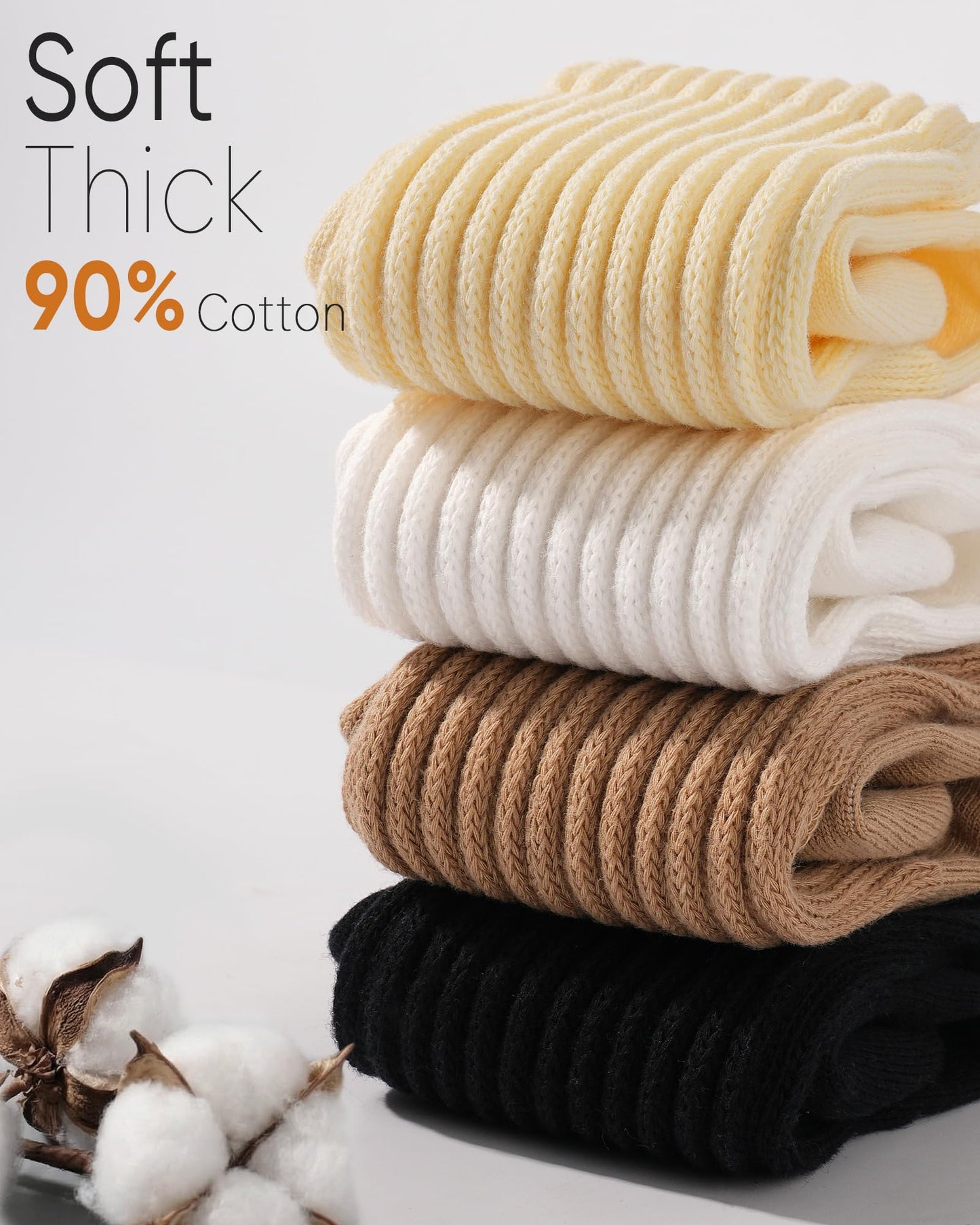 HONGTEYA Slouchy Crew Socks for Women Cozy Cotton Cushioned Boot Athletic Slouch Mid Calf Size 5-11