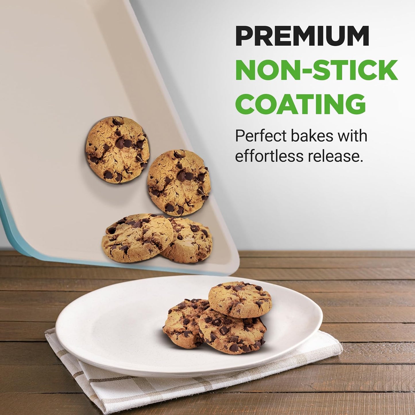 NutriChef 6-Piece Baking Pan Set - Carbon Steel Bakeware with Nonstick Coating | Includes Muffin, Cake, Loaf, & Cookie Pans - Turquoise