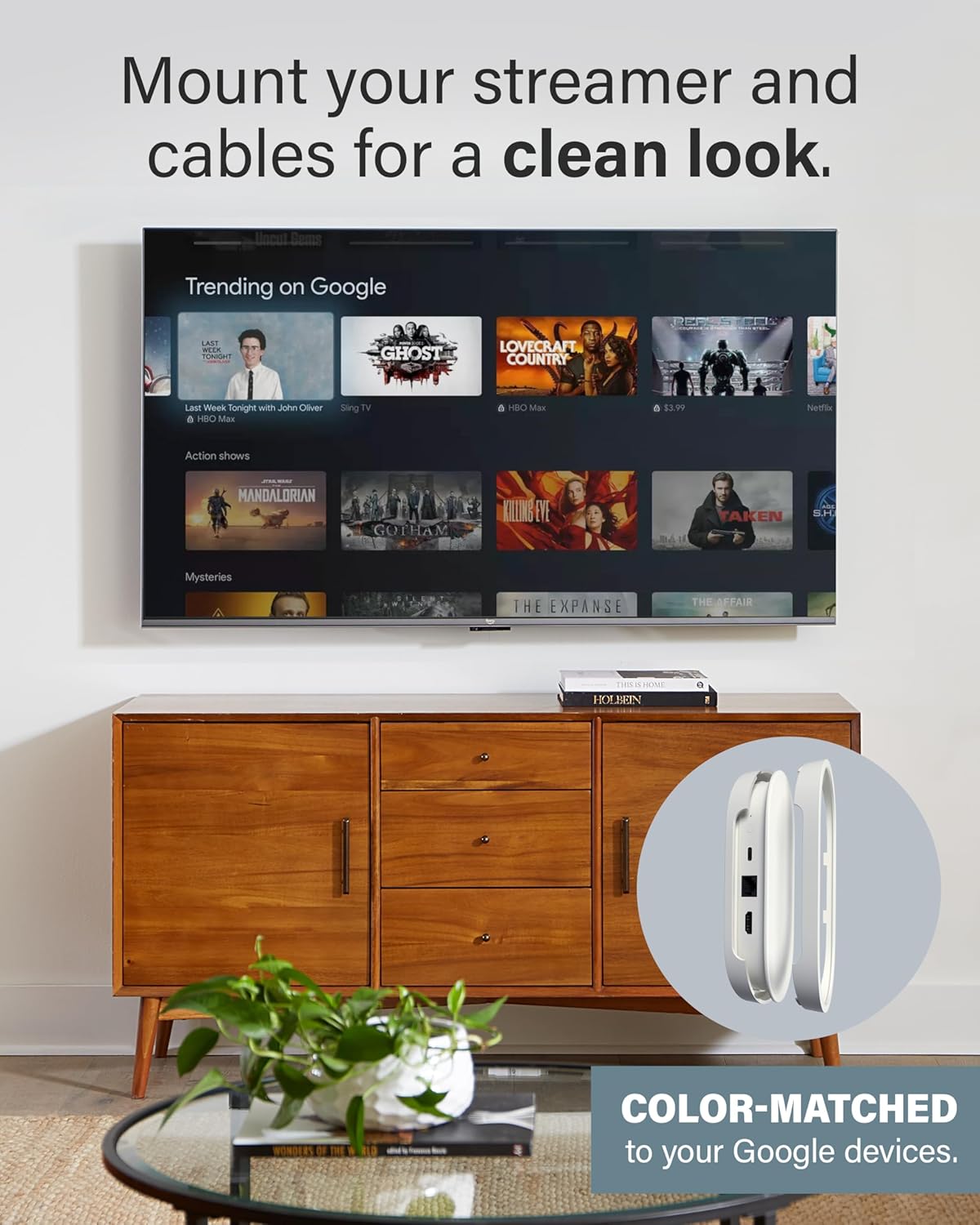 Sanus (4K) Setup Mounting Kit for Google TV Streamer Mount - Hide Streaming Box Behind TV for Space Saving & Clean